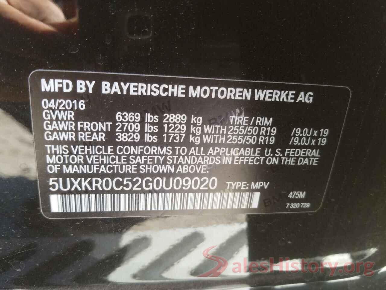 5UXKR0C52G0U09020 2016 BMW X5