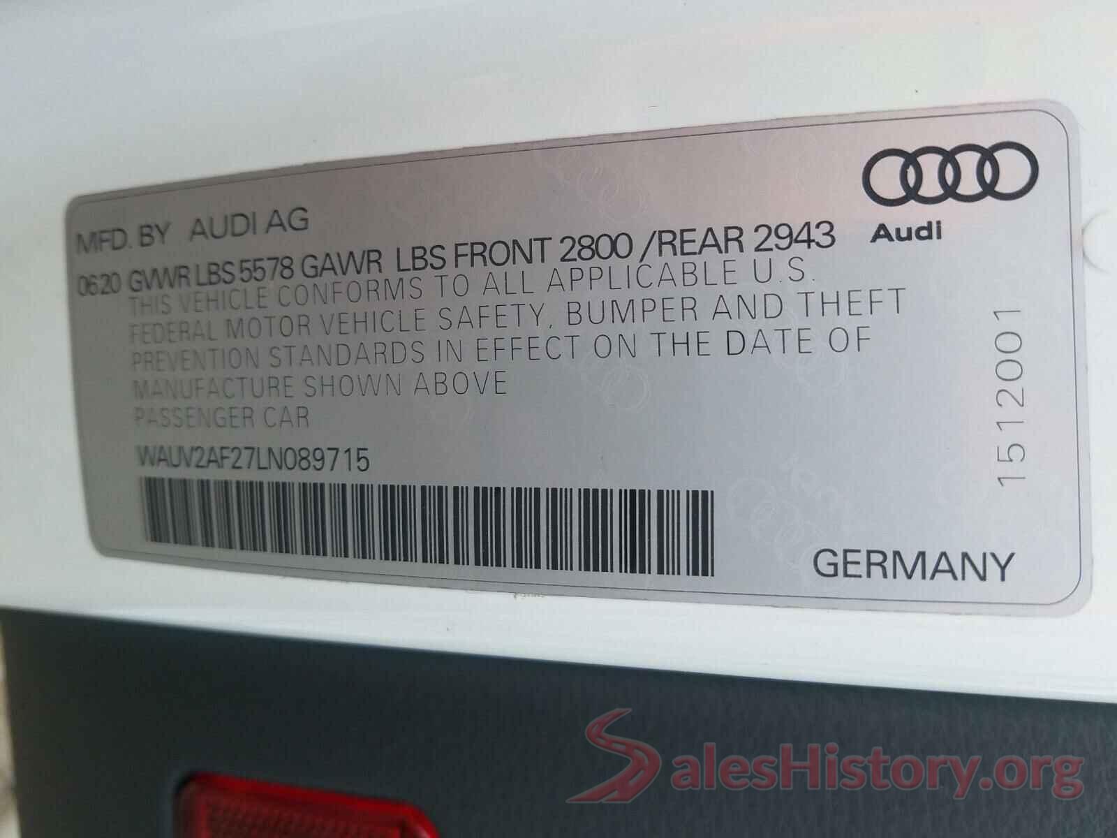 WAUV2AF27LN089715 2020 AUDI A7