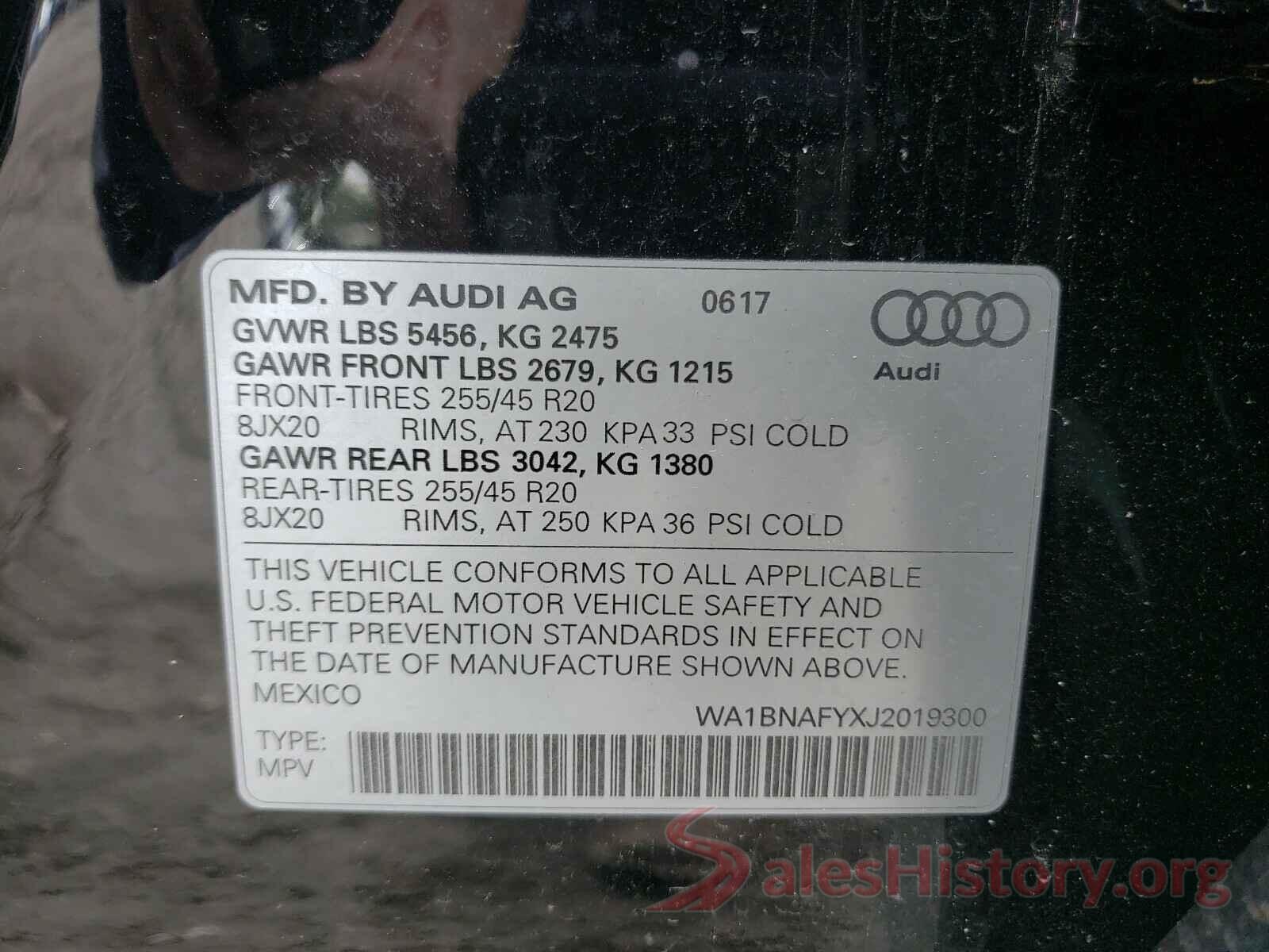 WA1BNAFYXJ2019300 2018 AUDI Q5