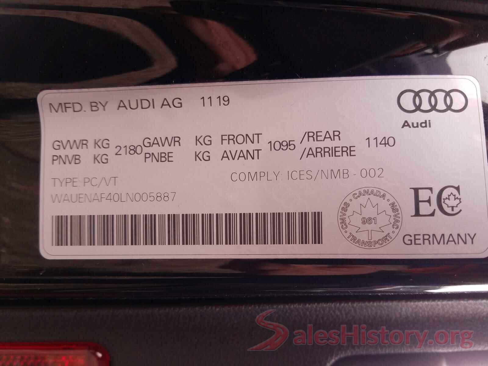 WAUENAF40LN005887 2020 AUDI A4