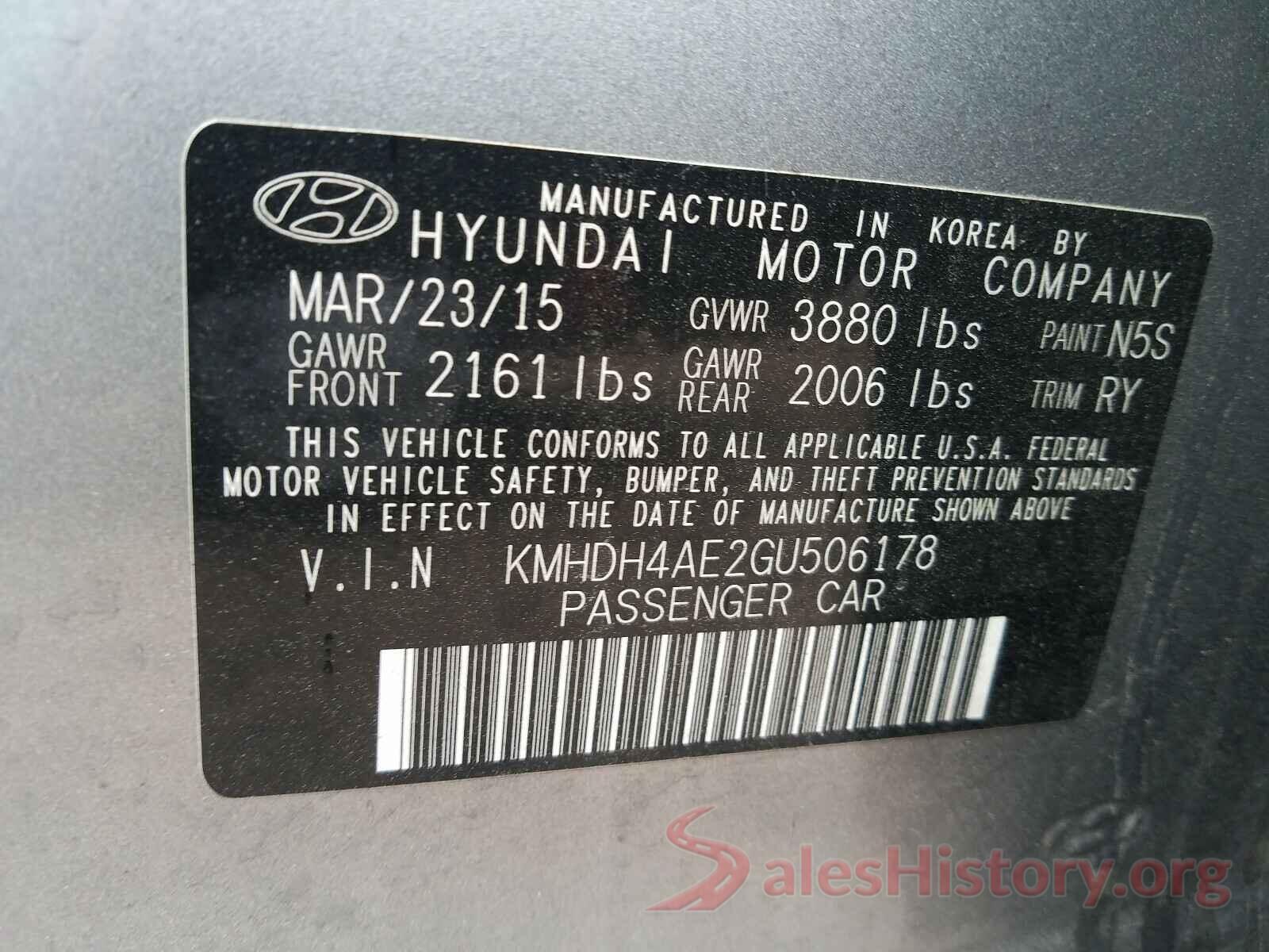 KMHDH4AE2GU506178 2016 HYUNDAI ELANTRA