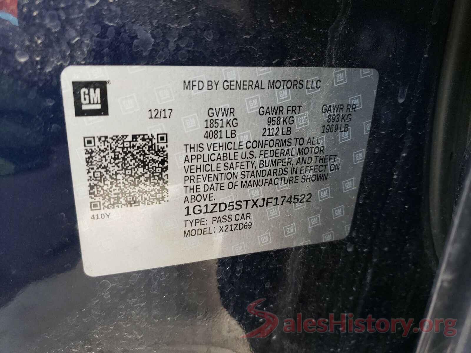 1G1ZD5STXJF174522 2018 CHEVROLET MALIBU