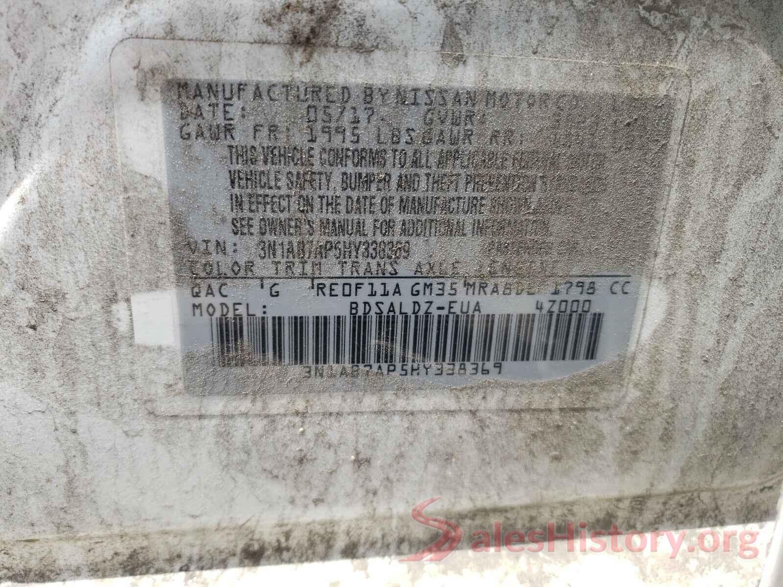 3N1AB7AP5HY338369 2017 NISSAN SENTRA