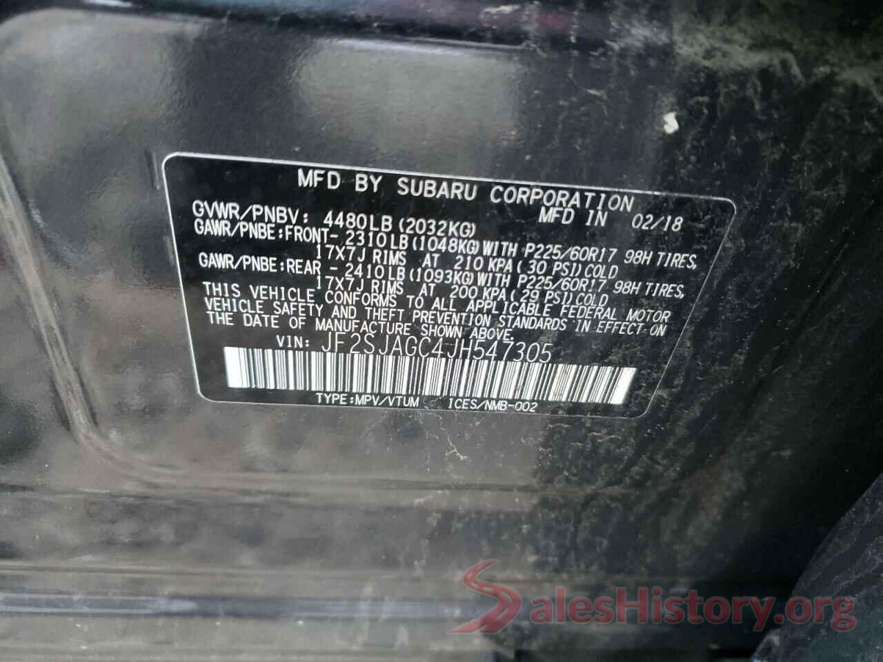 JF2SJAGC4JH547305 2018 SUBARU FORESTER