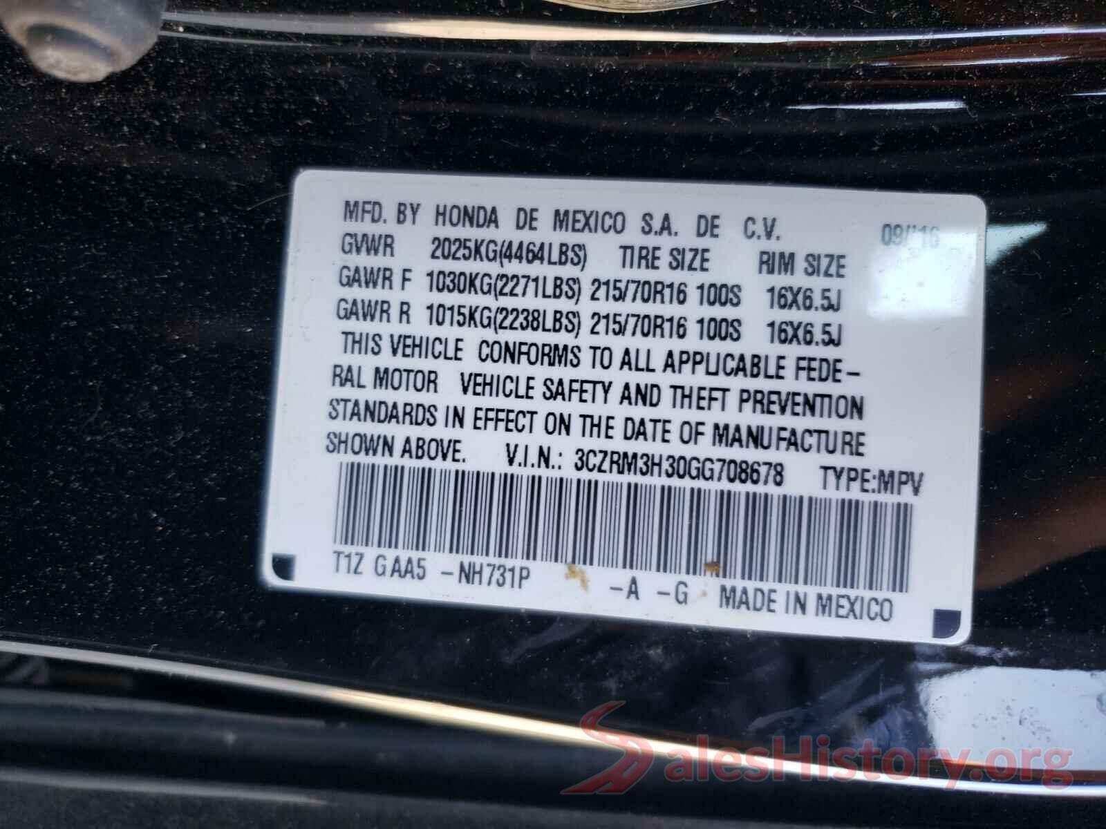 3CZRM3H30GG708678 2016 HONDA CRV