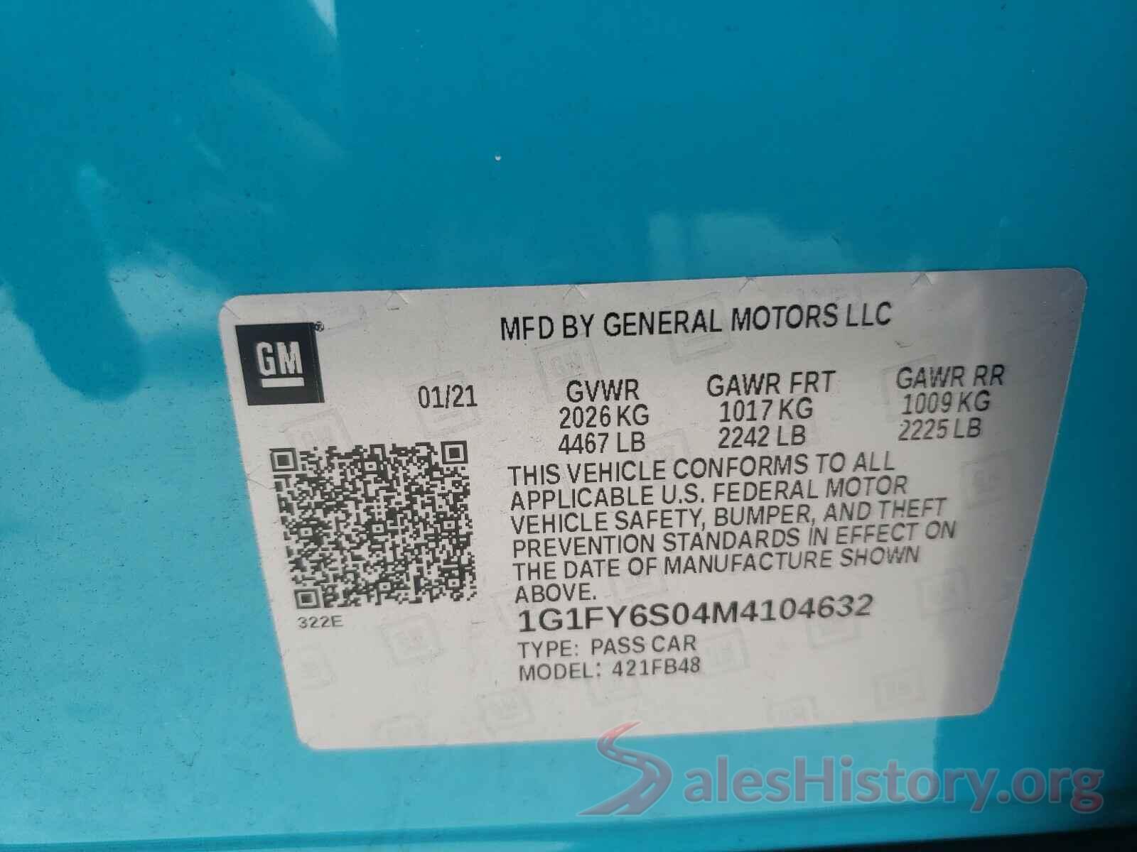 1G1FY6S04M4104632 2021 CHEVROLET BOLT