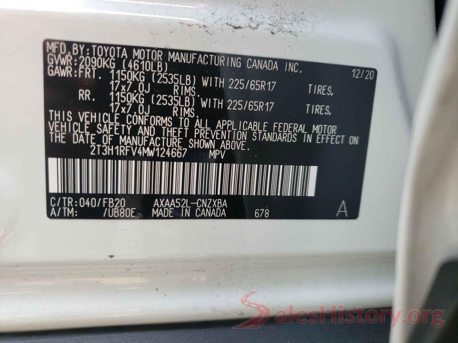 2T3H1RFV4MW124667 2021 TOYOTA RAV4