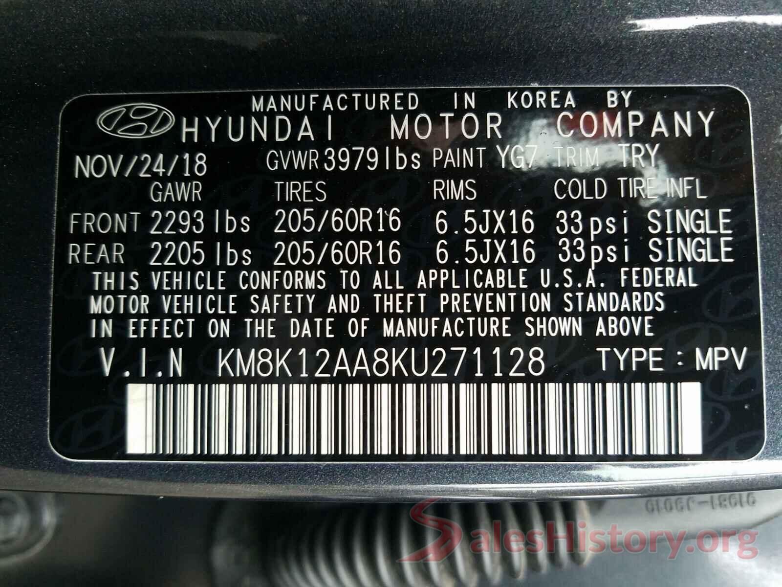 KM8K12AA8KU271128 2019 HYUNDAI KONA