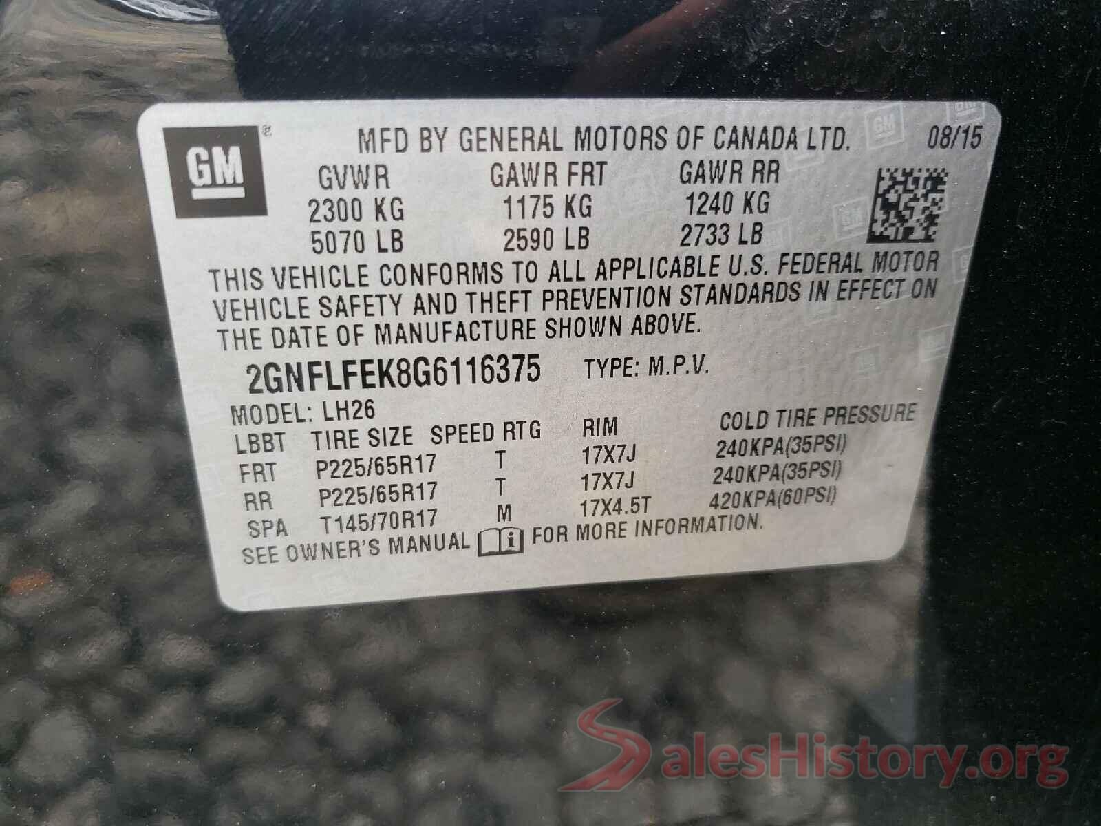 2GNFLFEK8G6116375 2016 CHEVROLET EQUINOX