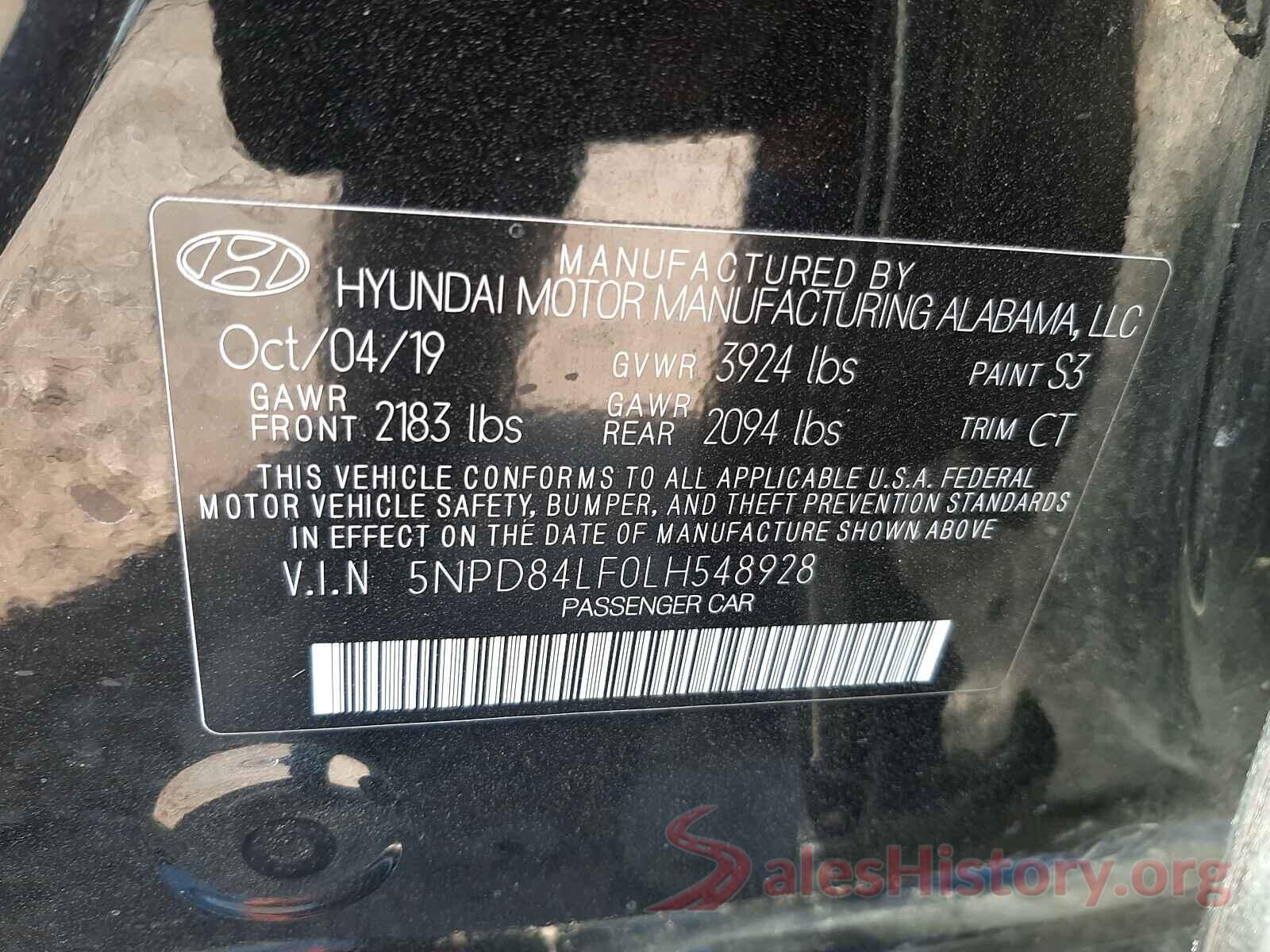 5NPD84LF0LH548928 2020 HYUNDAI ELANTRA