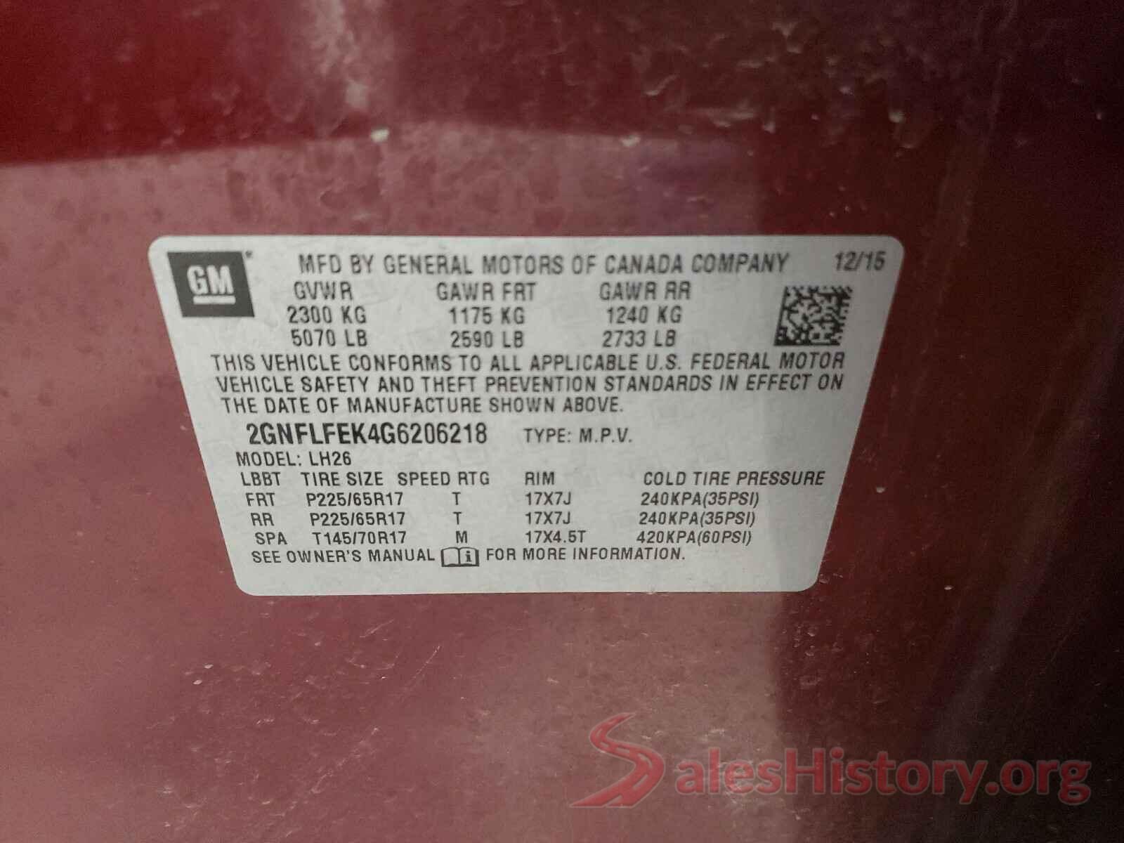 2GNFLFEK4G6206218 2016 CHEVROLET EQUINOX