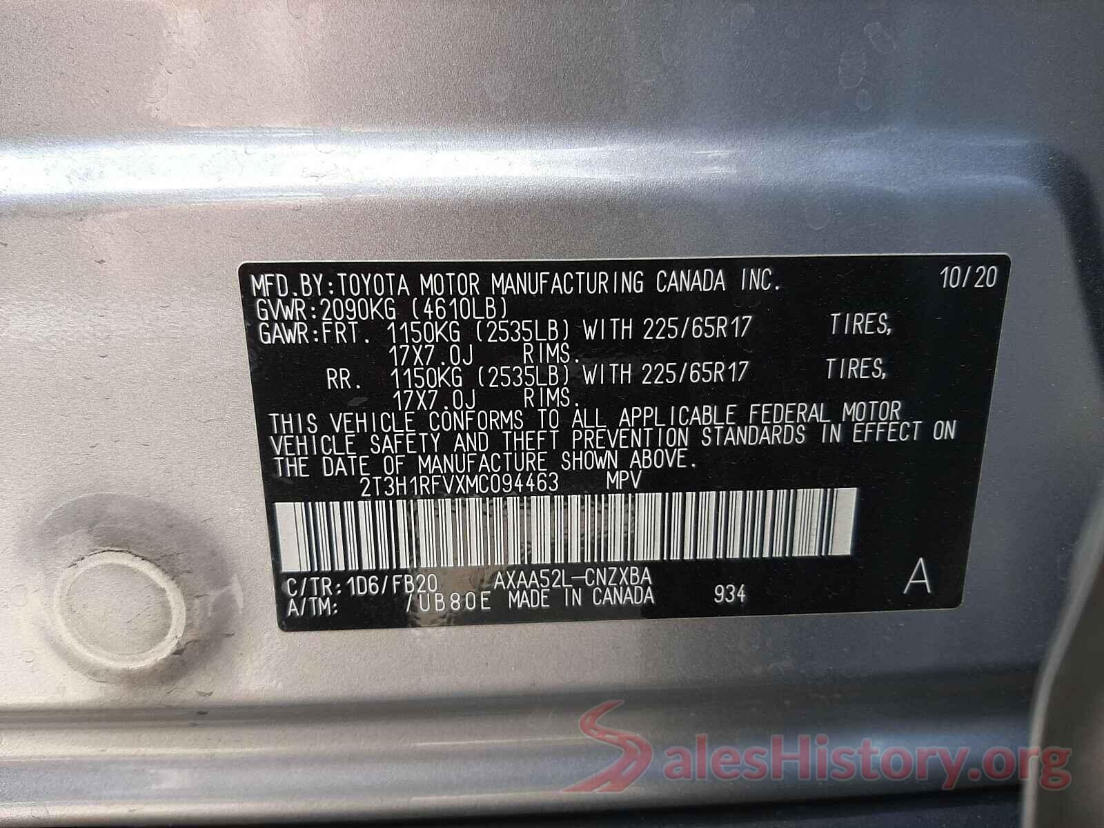 2T3H1RFVXMC094463 2021 TOYOTA RAV4