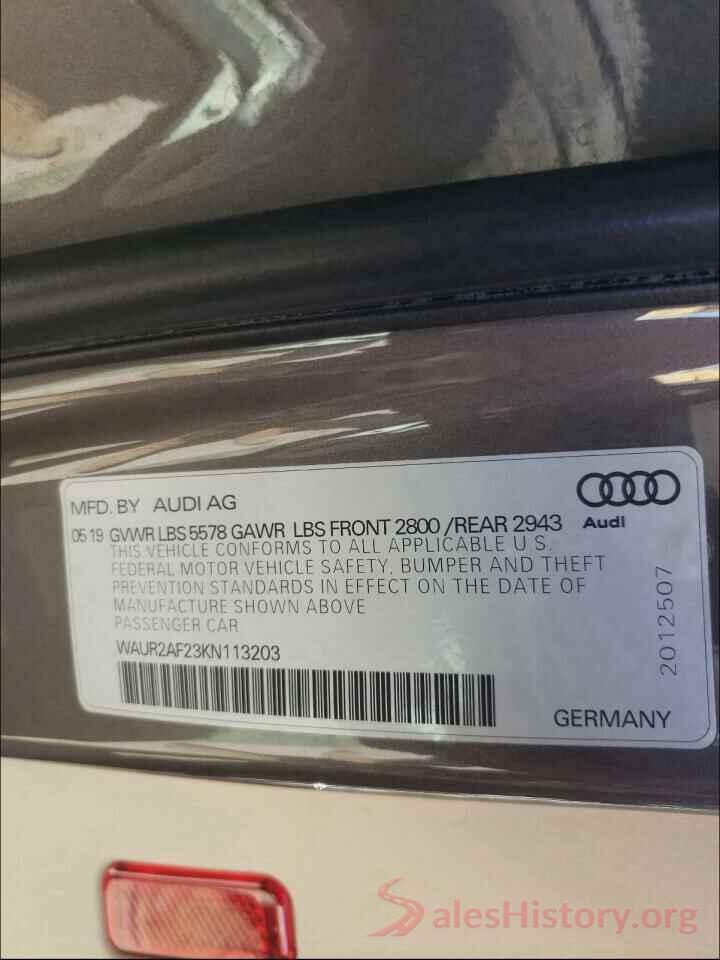 WAUR2AF23KN113203 2019 AUDI A7