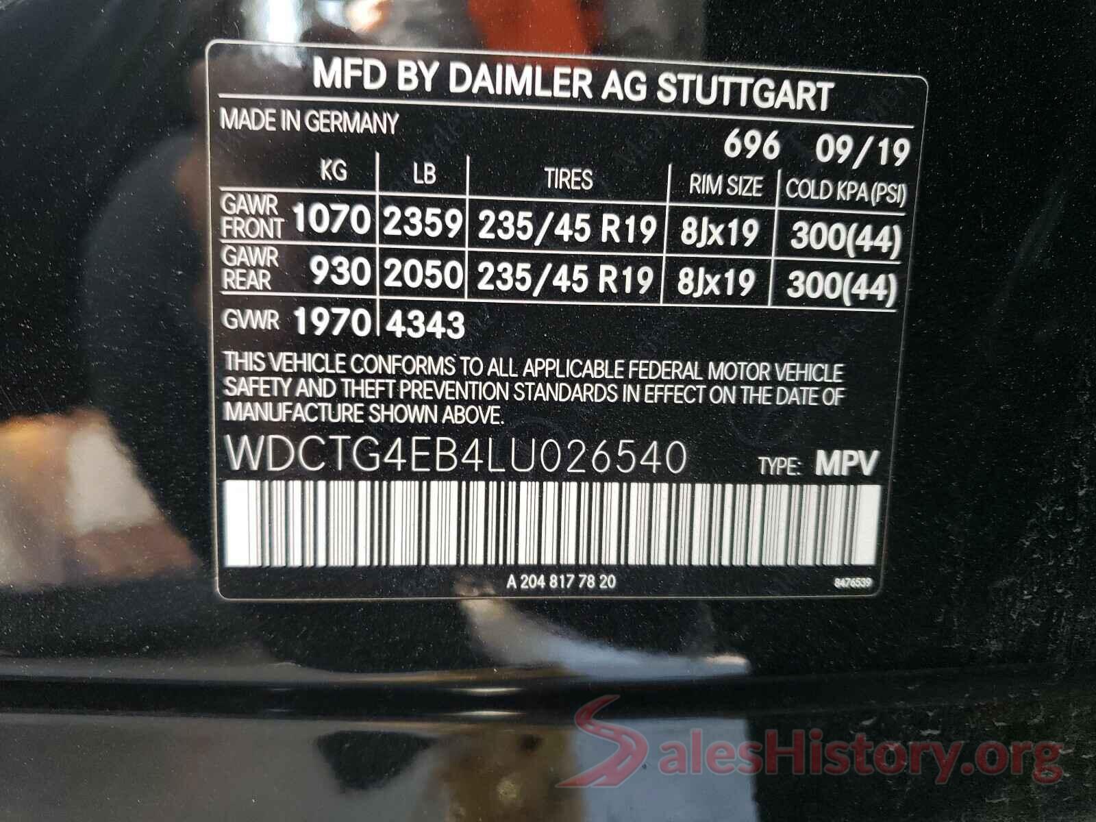 WDCTG4EB4LU026540 2020 MERCEDES-BENZ G CLASS