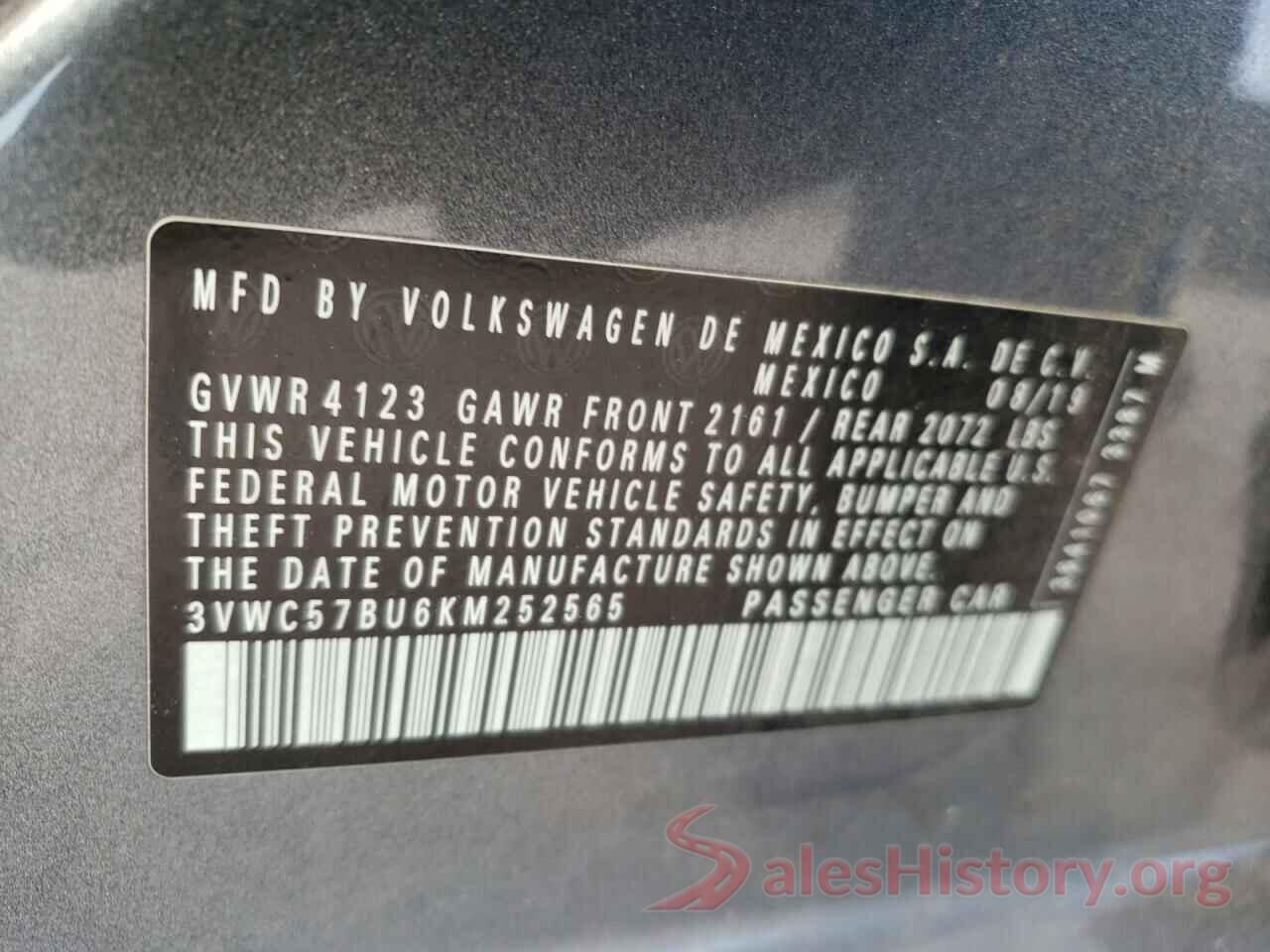 3VWC57BU6KM252565 2019 VOLKSWAGEN JETTA