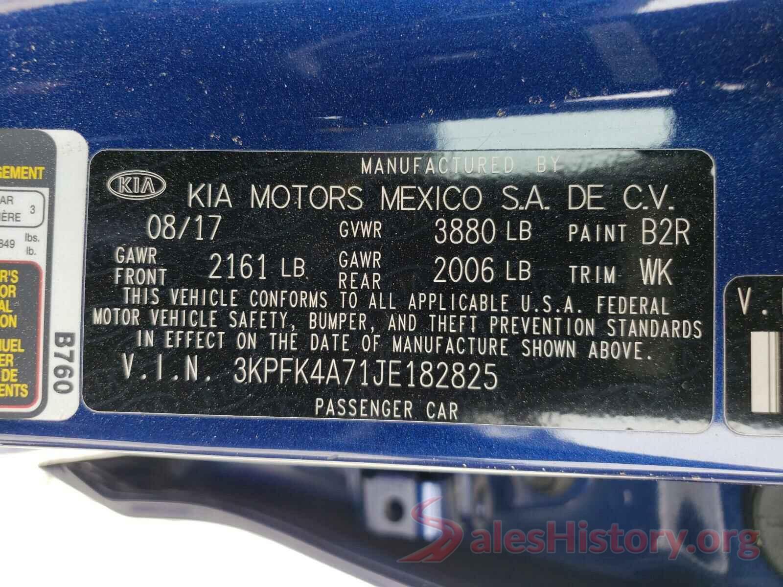 3KPFK4A71JE182825 2018 KIA FORTE