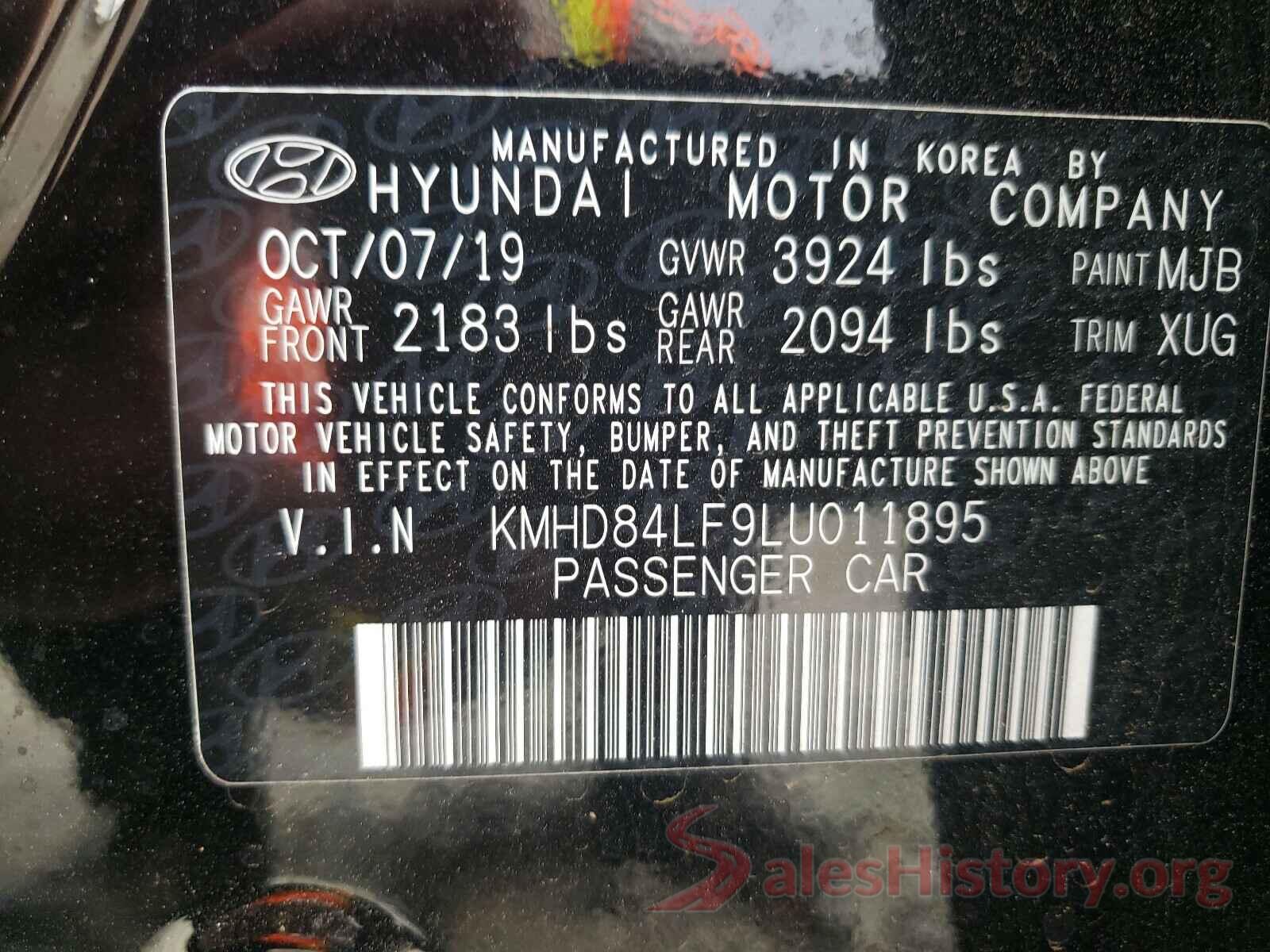 KMHD84LF9LU011895 2020 HYUNDAI ELANTRA