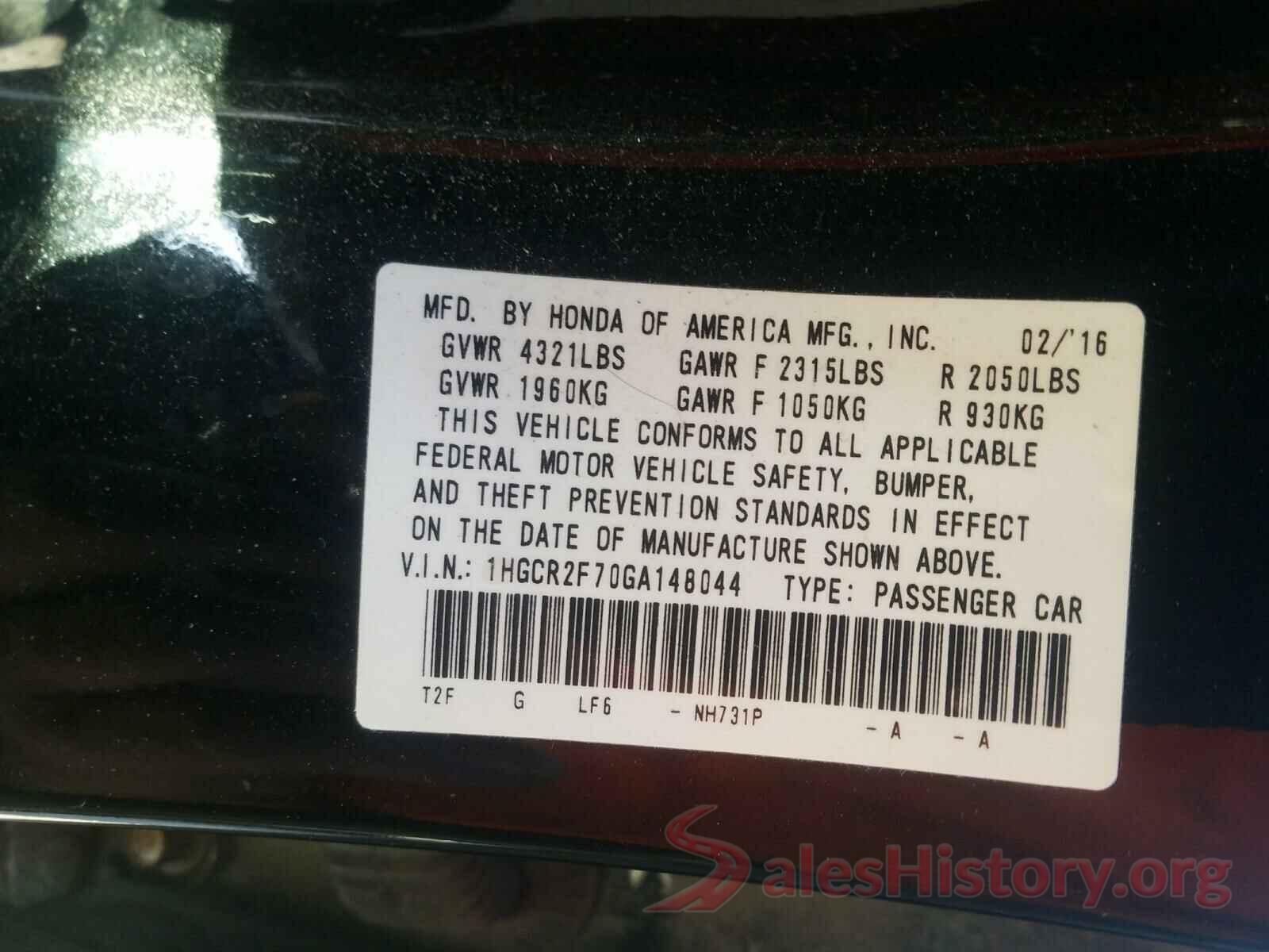 1HGCR2F70GA148044 2016 HONDA ACCORD