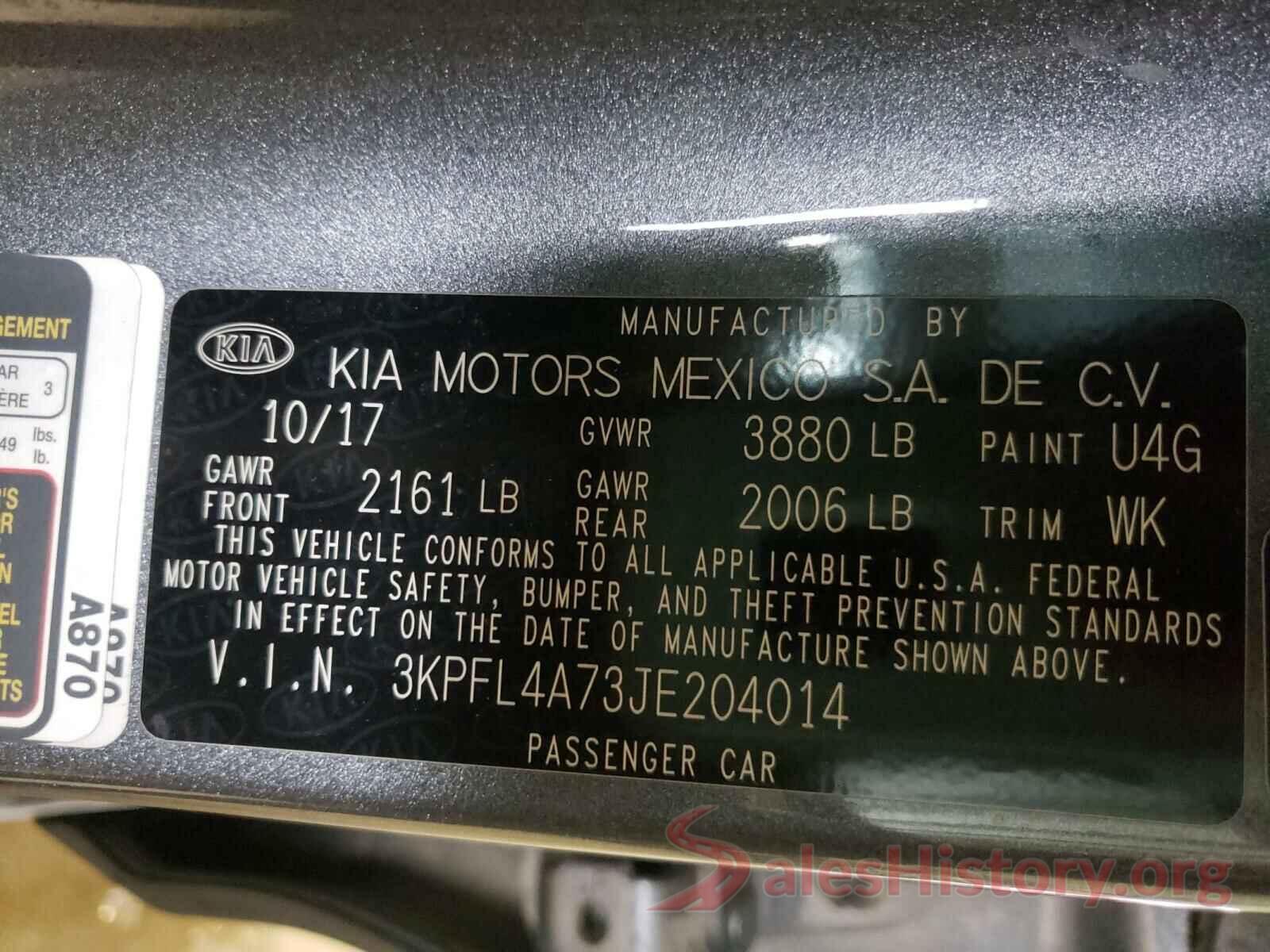 3KPFL4A73JE204014 2018 KIA FORTE