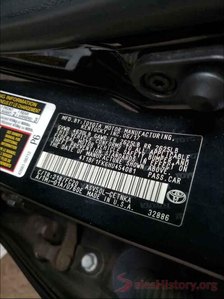 4T1BF1FK6HU454081 2017 TOYOTA CAMRY