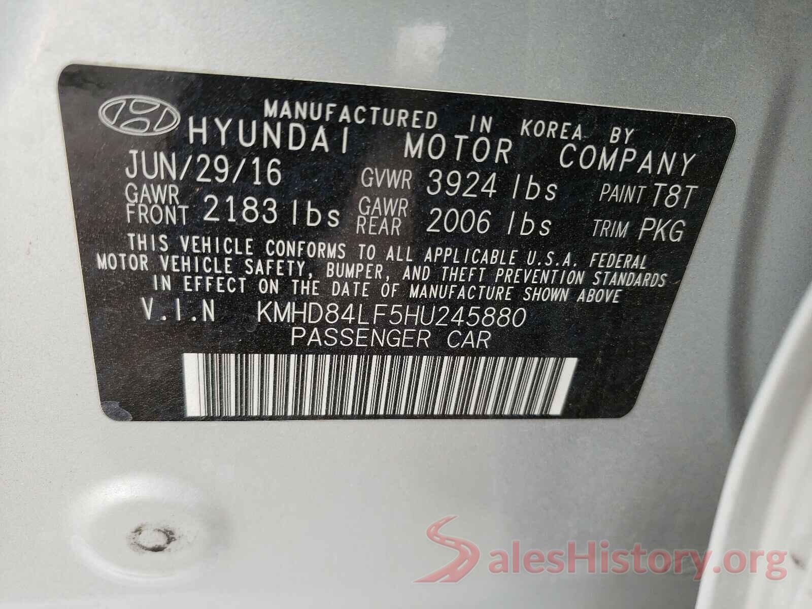 KMHD84LF5HU245880 2017 HYUNDAI ELANTRA