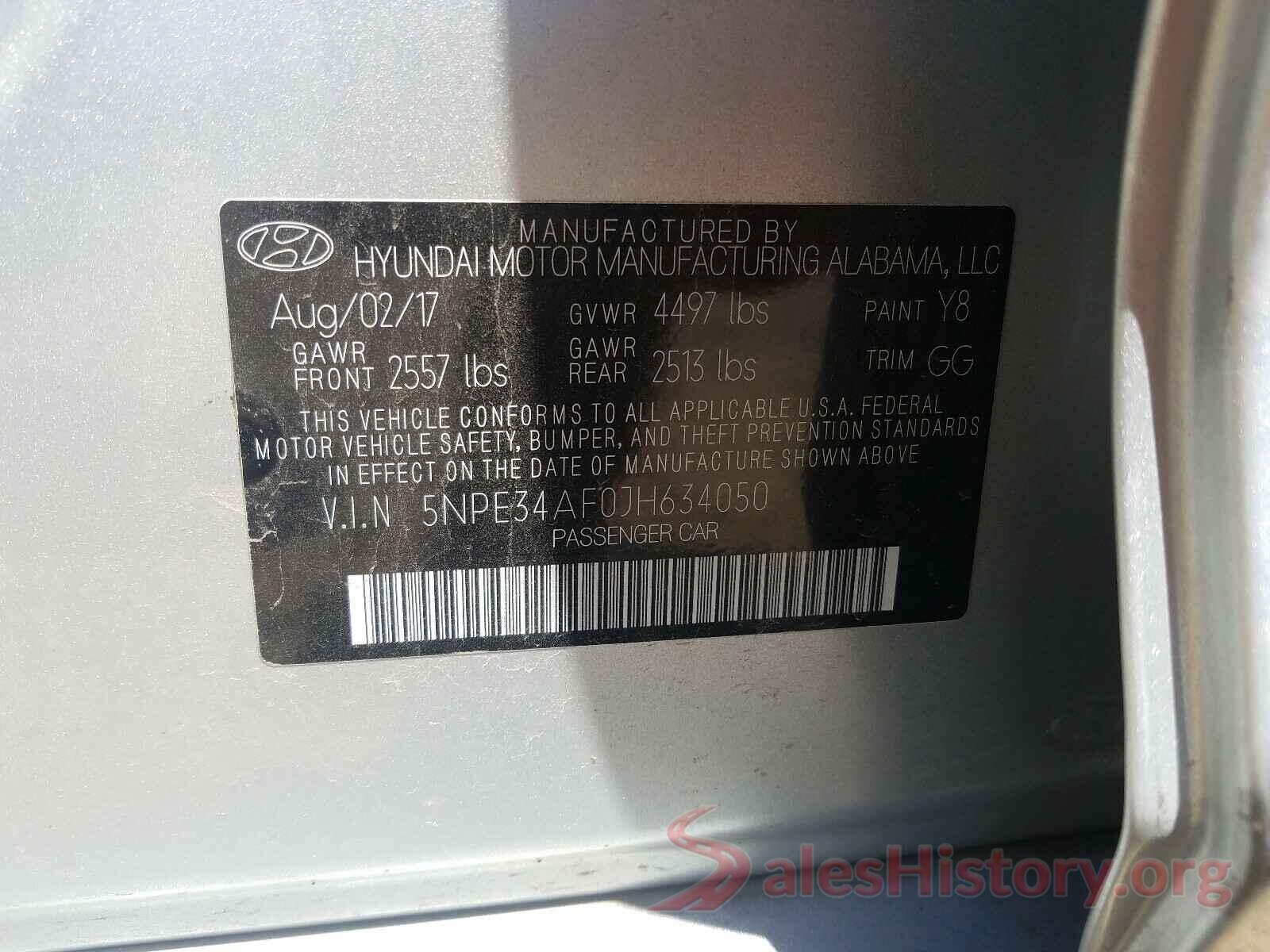 5NPE34AF0JH634050 2018 HYUNDAI SONATA