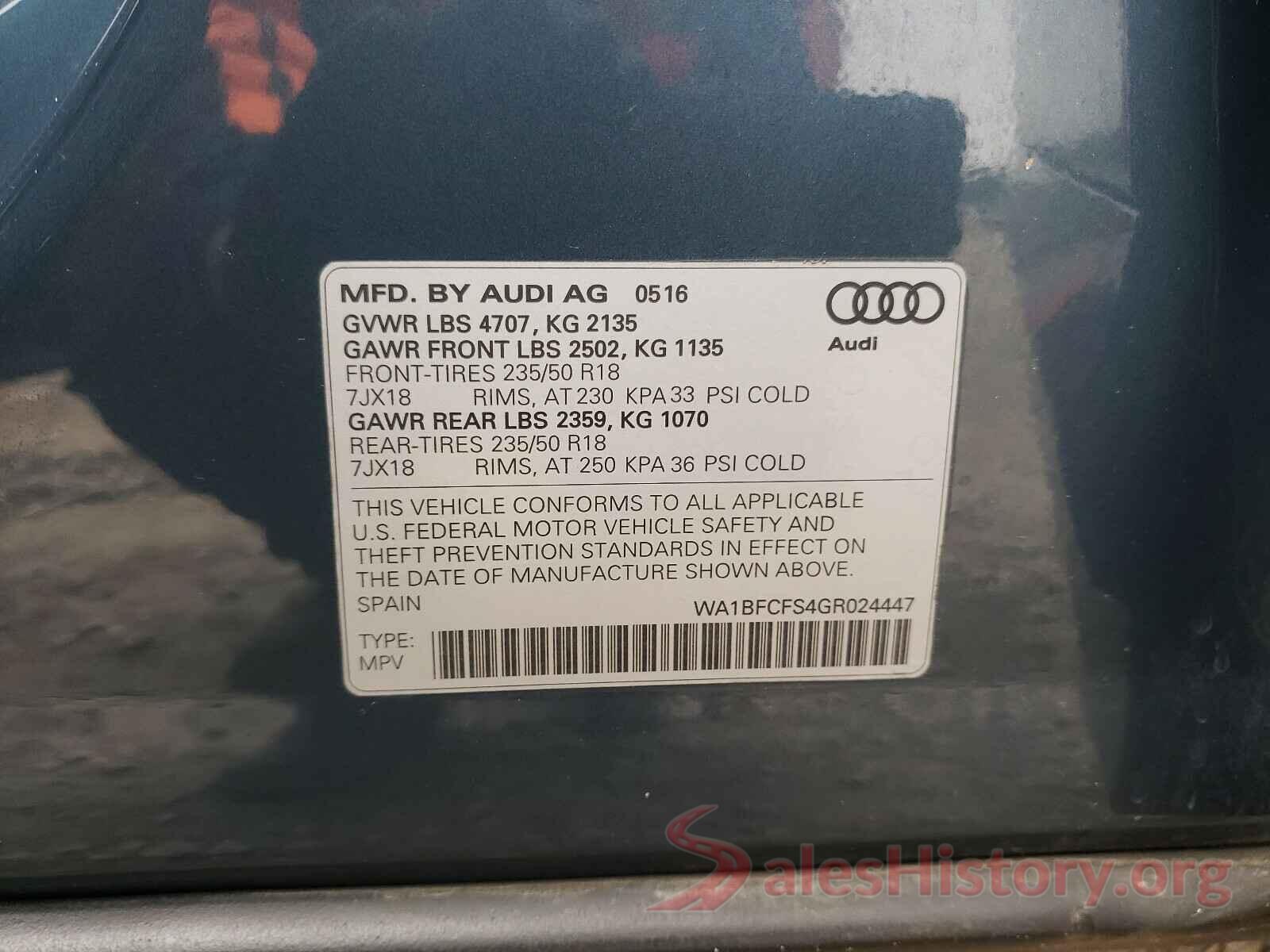 WA1BFCFS4GR024447 2016 AUDI Q3