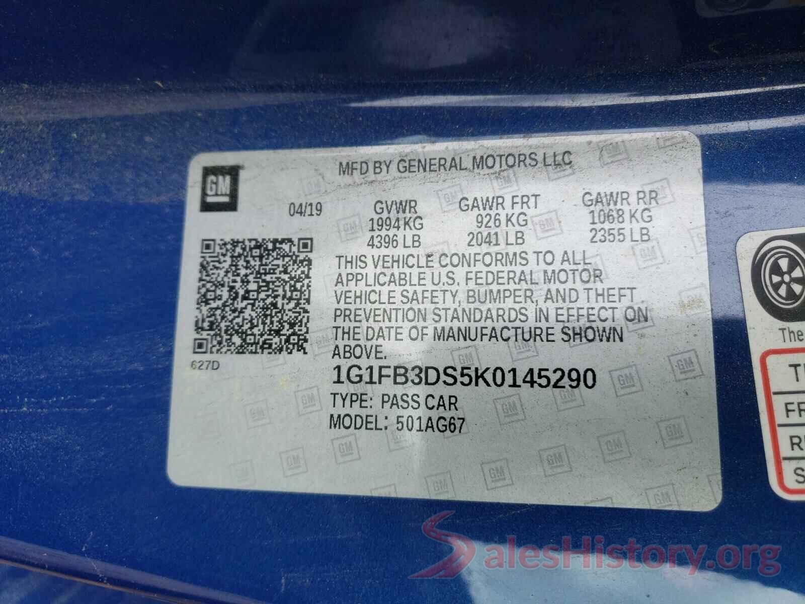 1G1FB3DS5K0145290 2019 CHEVROLET CAMARO