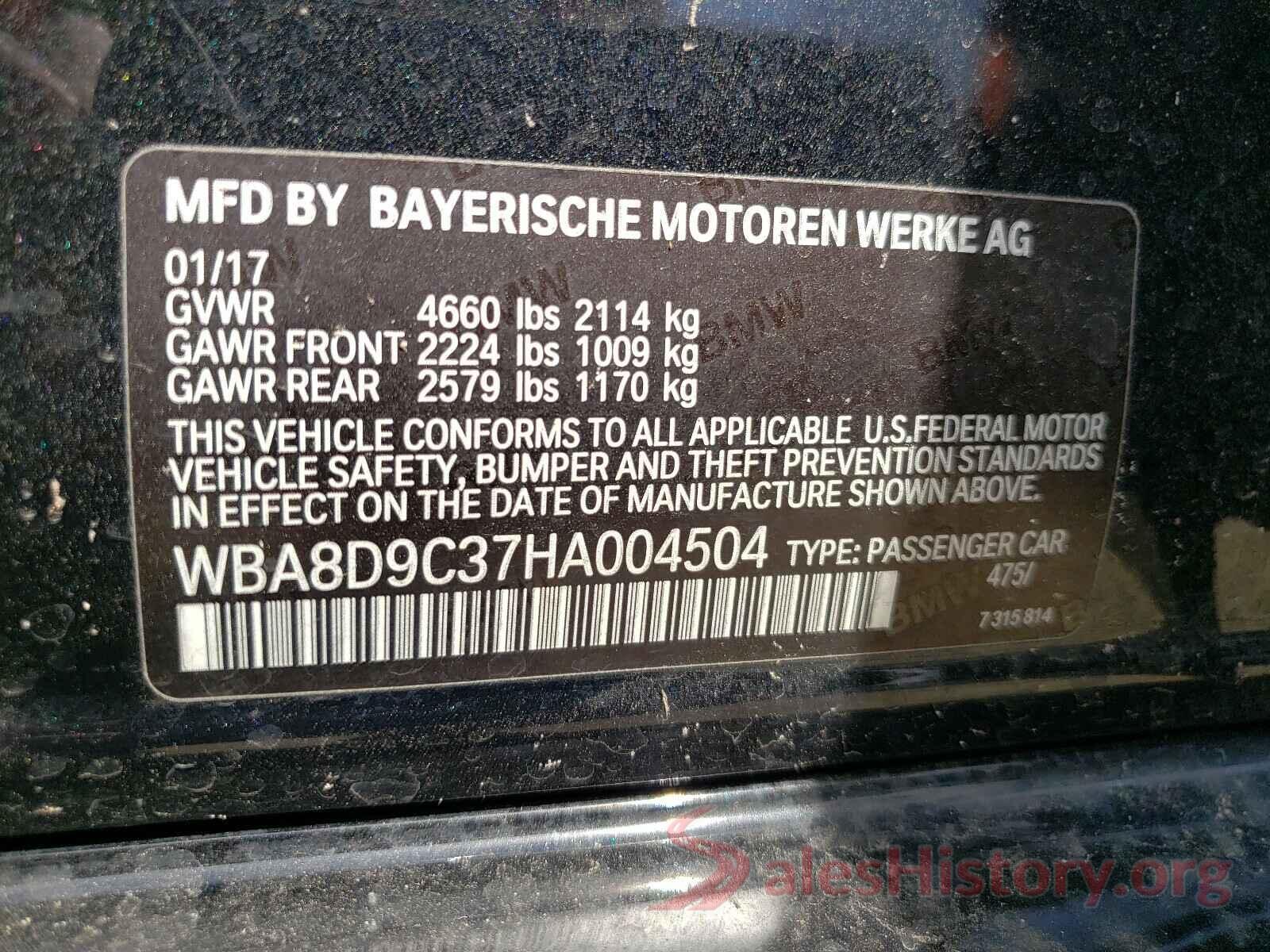 WBA8D9C37HA004504 2017 BMW 3 SERIES