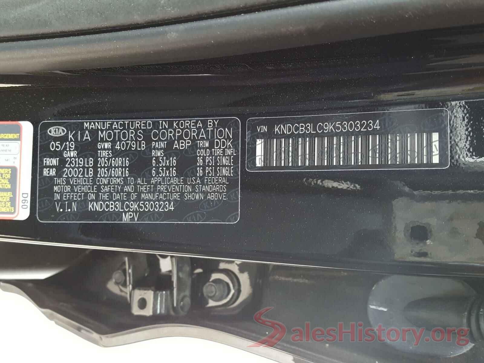 KNDCB3LC9K5303234 2019 KIA NIRO