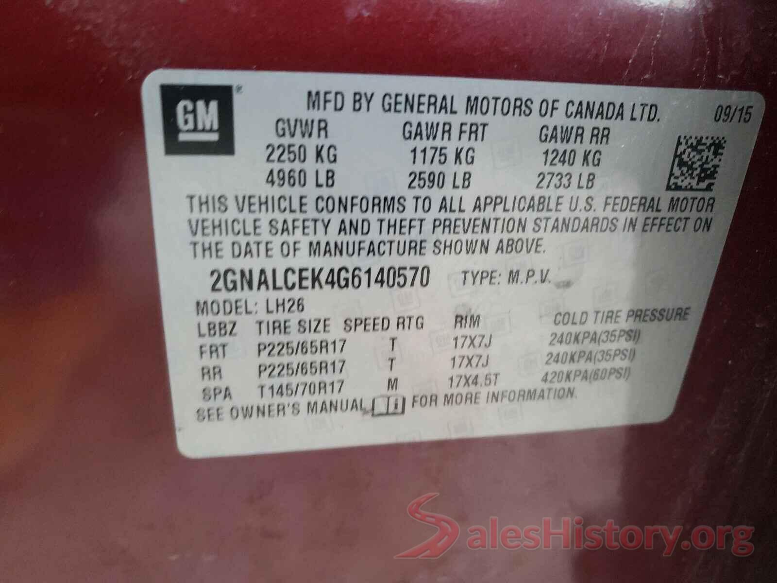 2GNALCEK4G6140570 2016 CHEVROLET EQUINOX