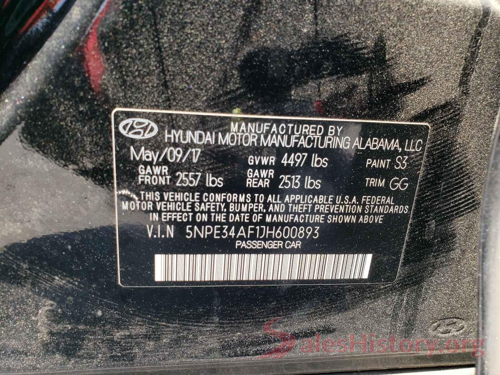 5NPE34AF1JH600893 2018 HYUNDAI SONATA