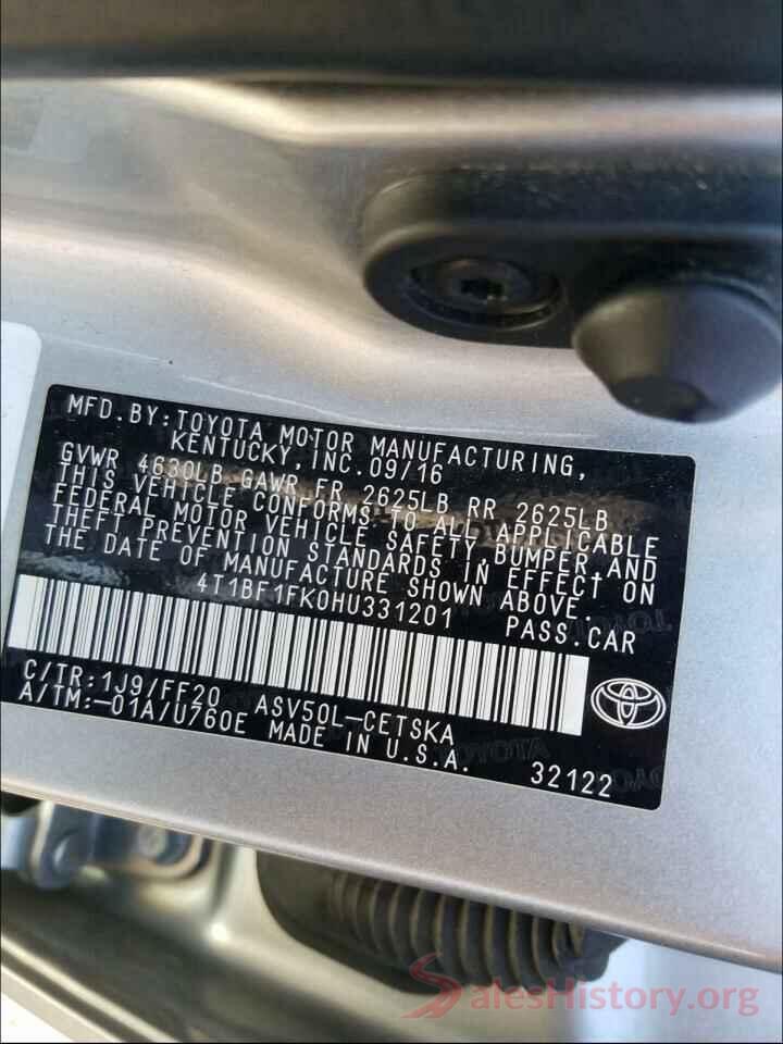 4T1BF1FK0HU331201 2017 TOYOTA CAMRY