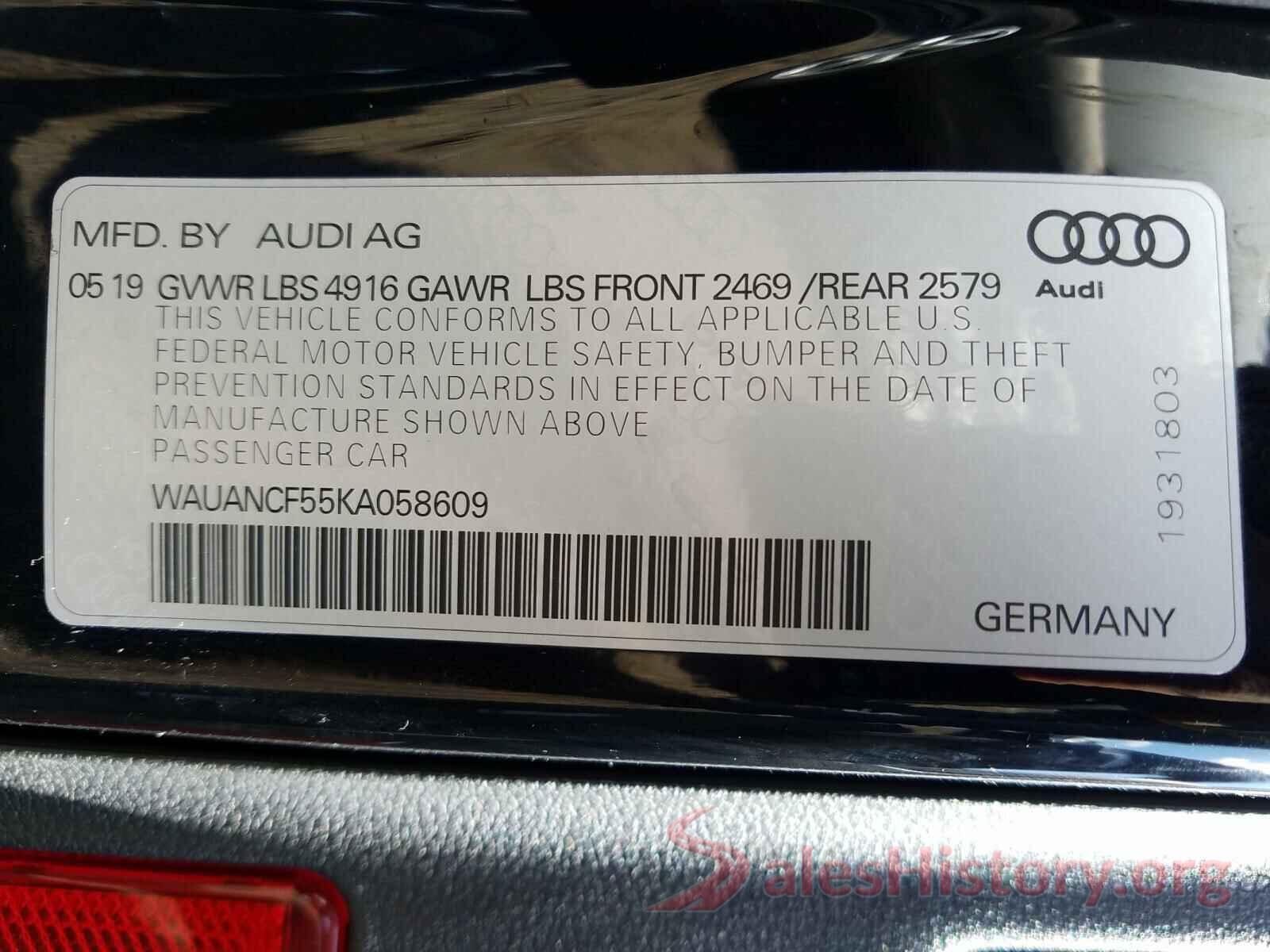 WAUANCF55KA058609 2019 AUDI A5