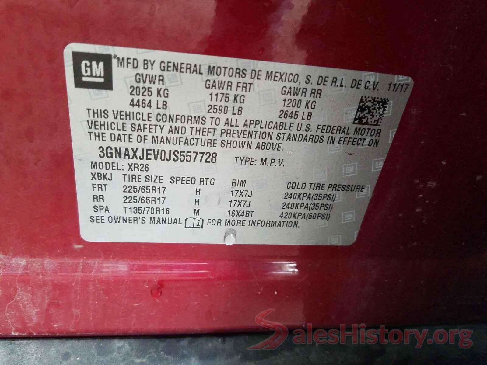 3GNAXJEV0JS557728 2018 CHEVROLET EQUINOX