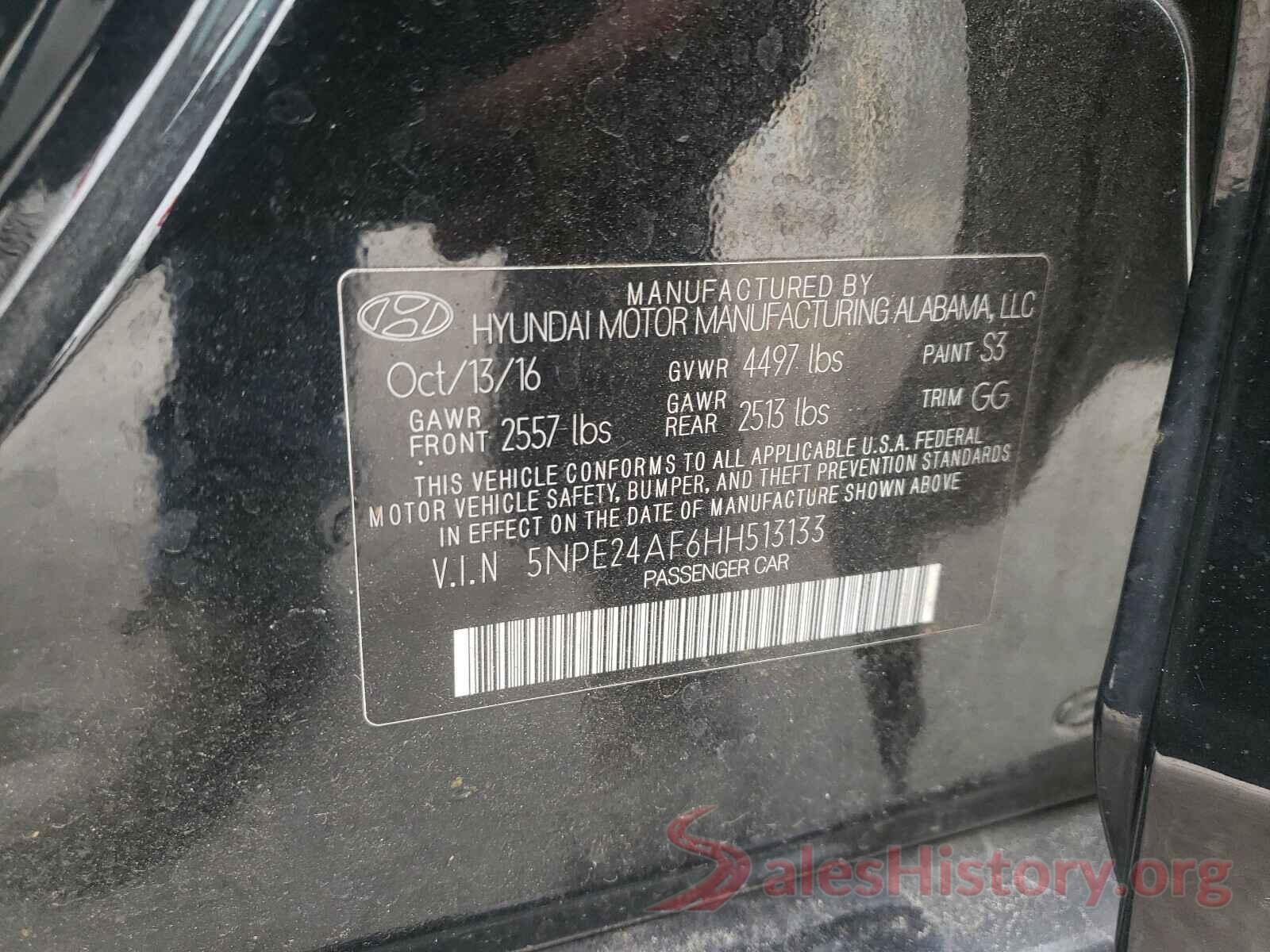 5NPE24AF6HH513133 2017 HYUNDAI SONATA