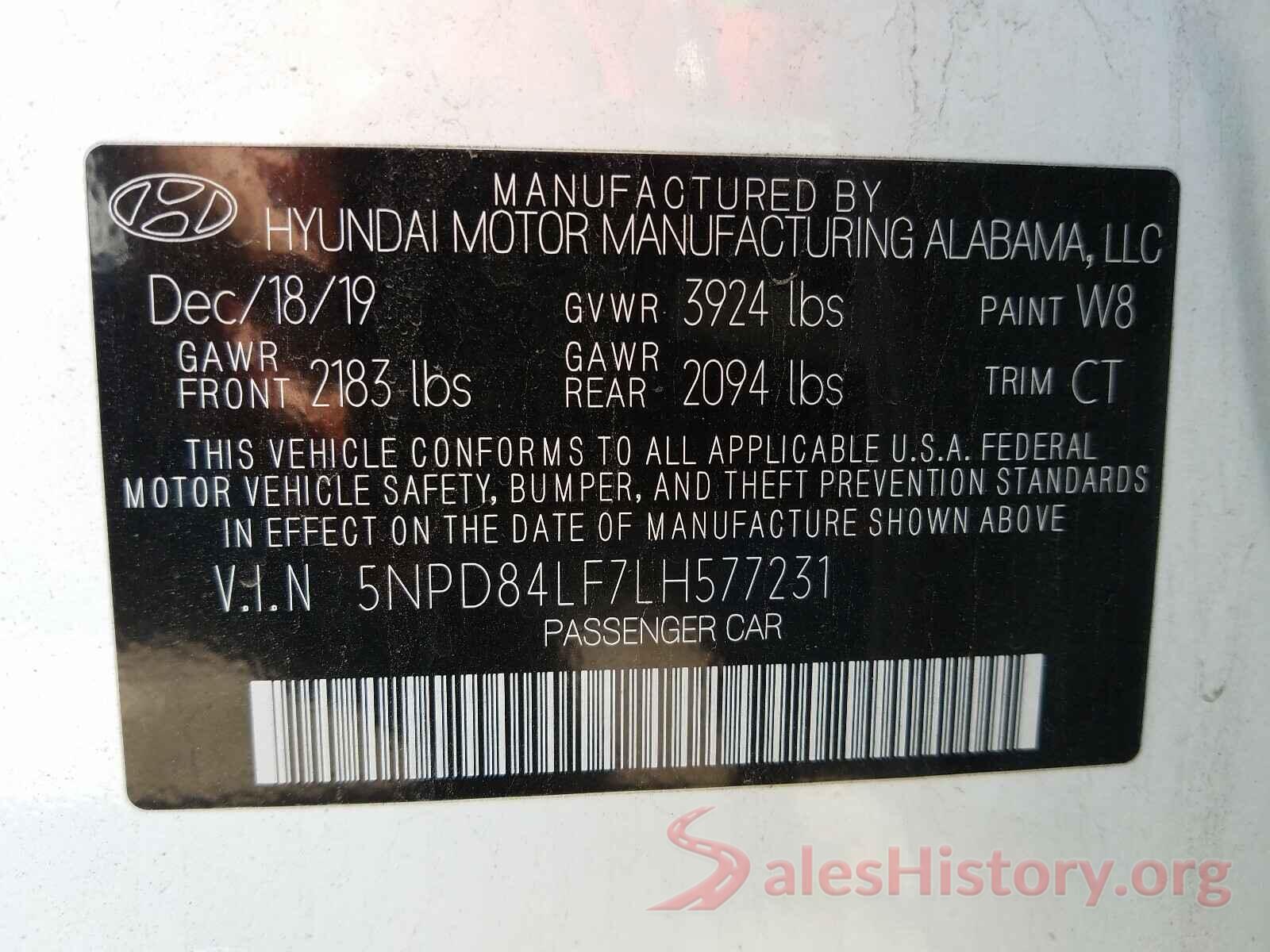 5NPD84LF7LH577231 2020 HYUNDAI ELANTRA