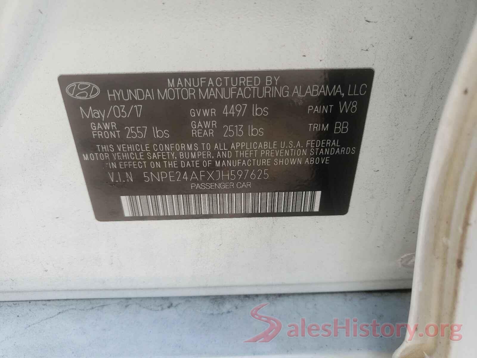 5NPE24AFXJH597625 2018 HYUNDAI SONATA