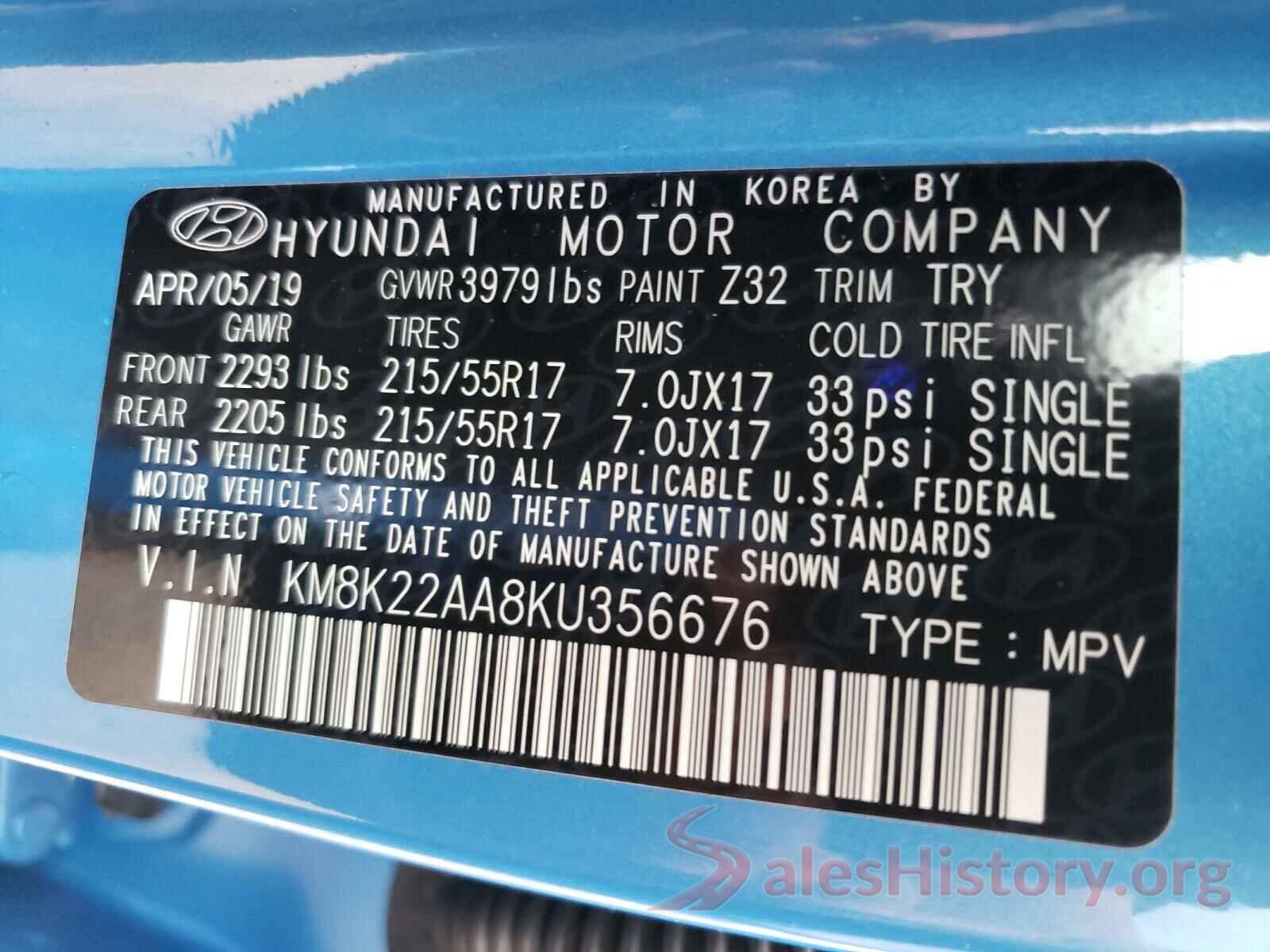 KM8K22AA8KU356676 2019 HYUNDAI KONA