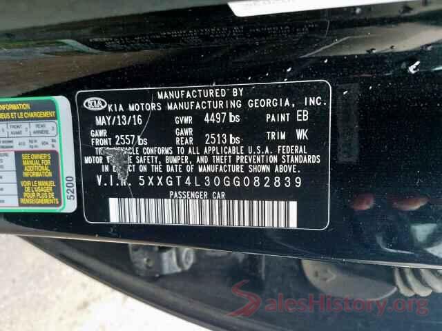 5XXGT4L30GG082839 2016 KIA OPTIMA