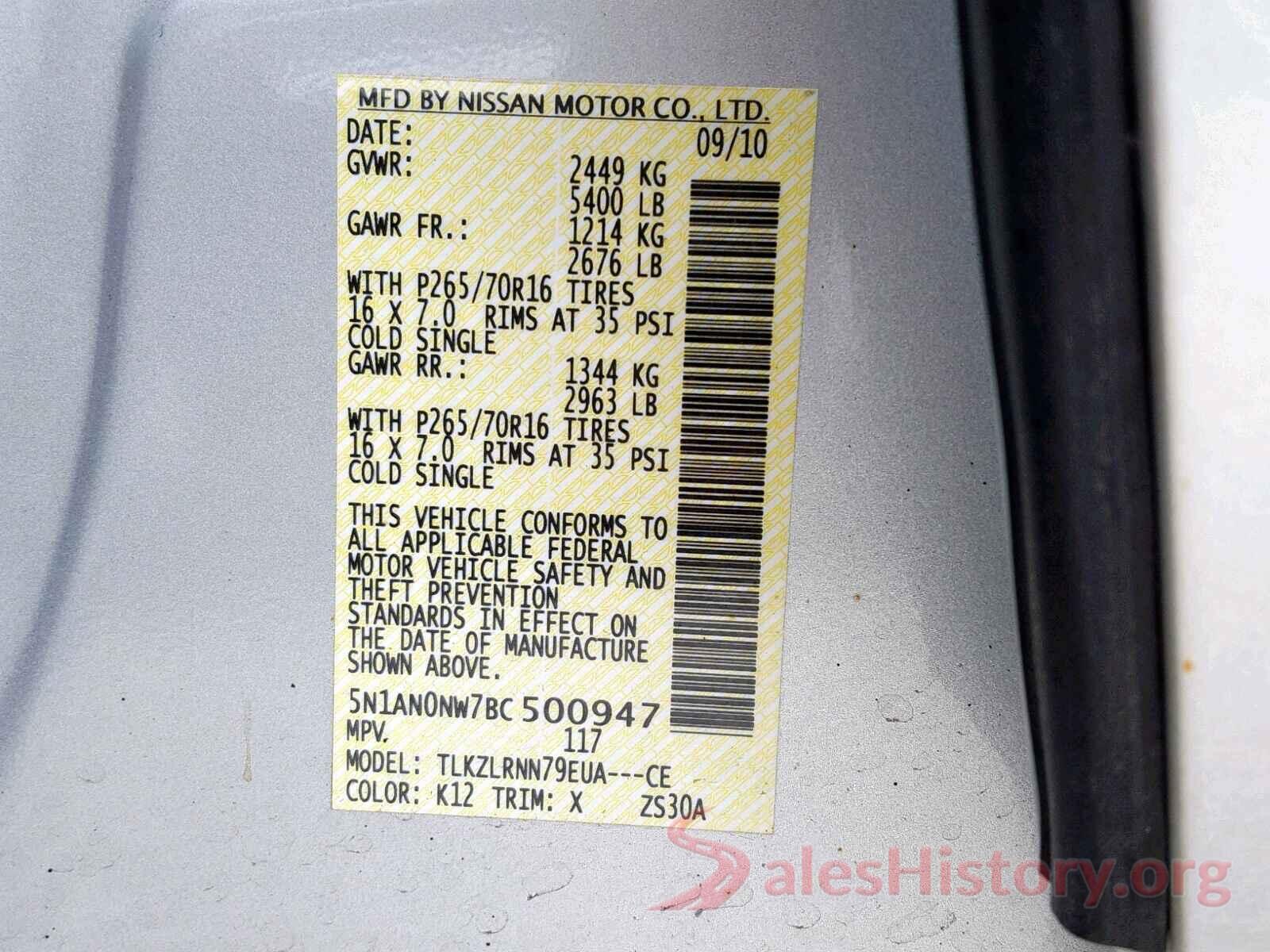 5N1AN0NW7BC500947 2011 NISSAN XTERRA OFF