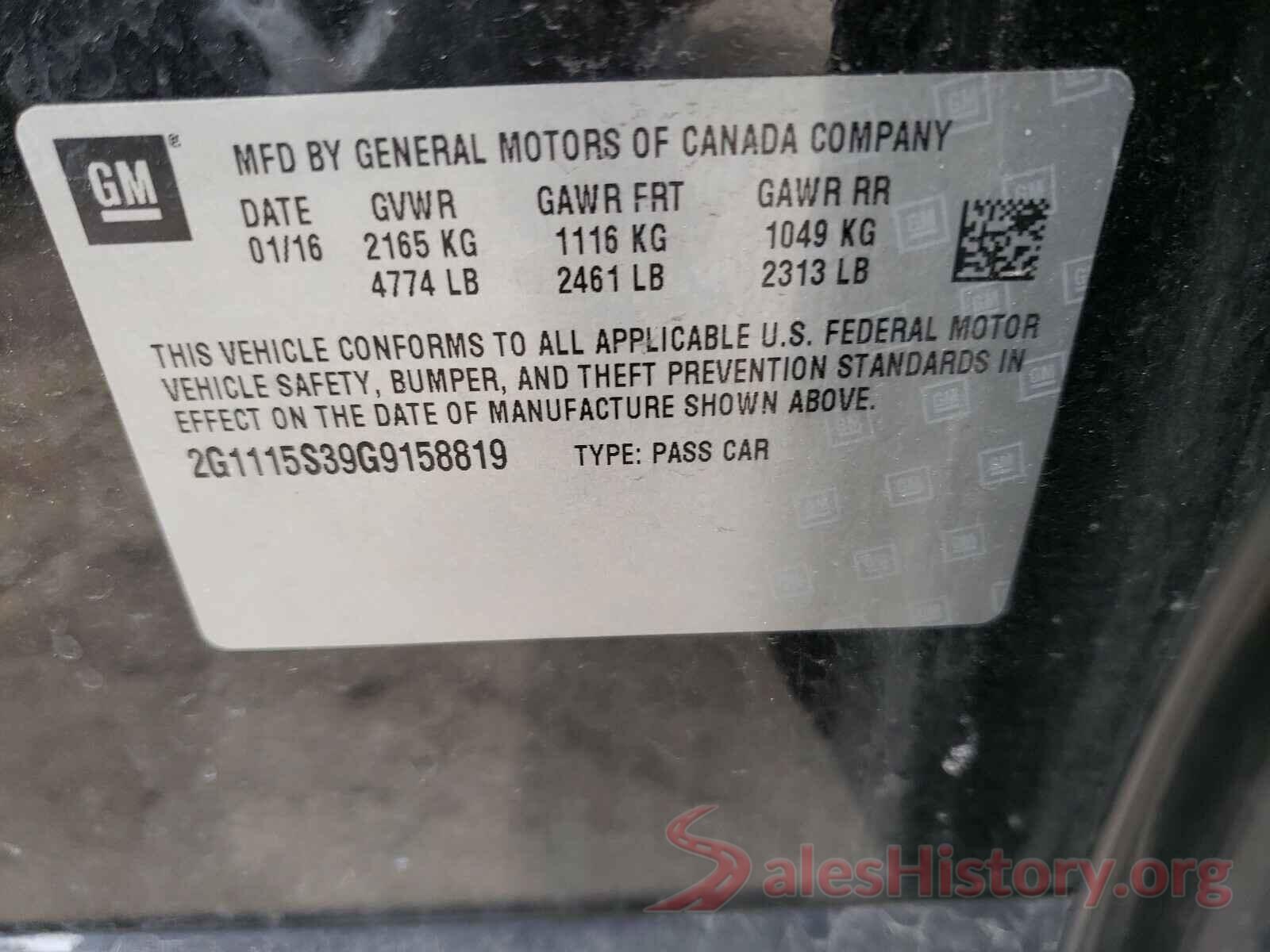 2G1115S39G9158819 2016 CHEVROLET IMPALA