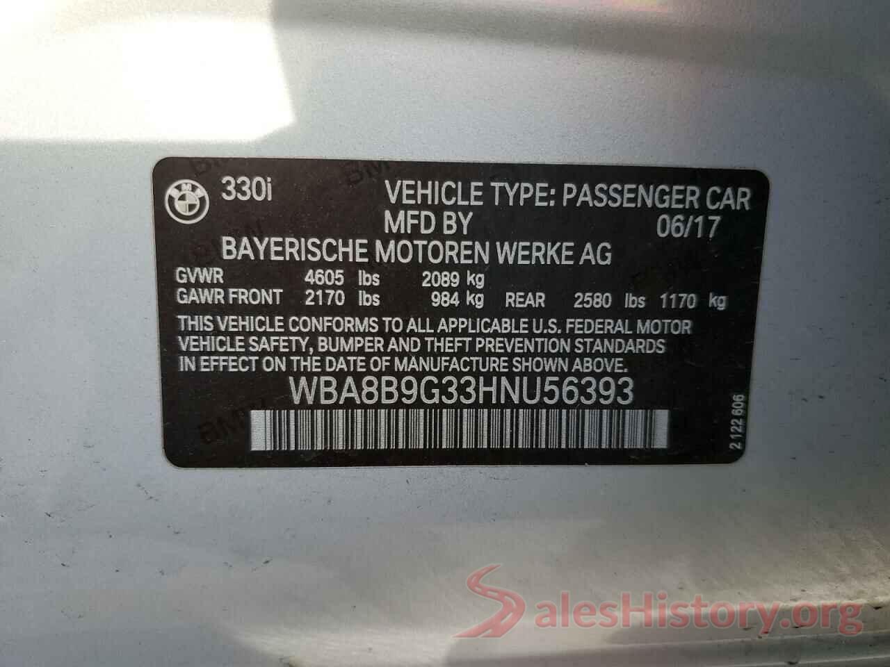 WBA8B9G33HNU56393 2017 BMW 3 SERIES