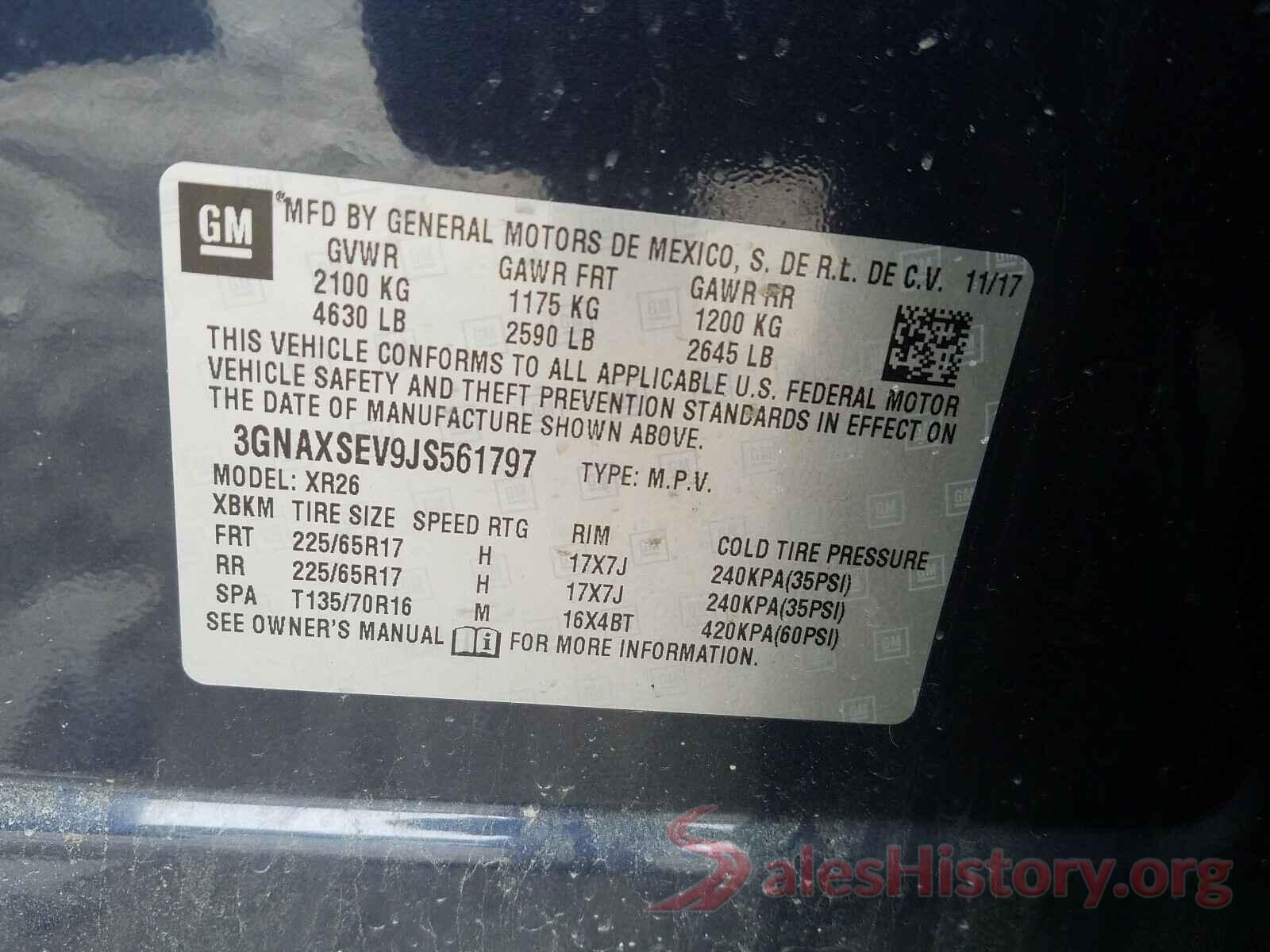 3GNAXSEV9JS561797 2018 CHEVROLET EQUINOX