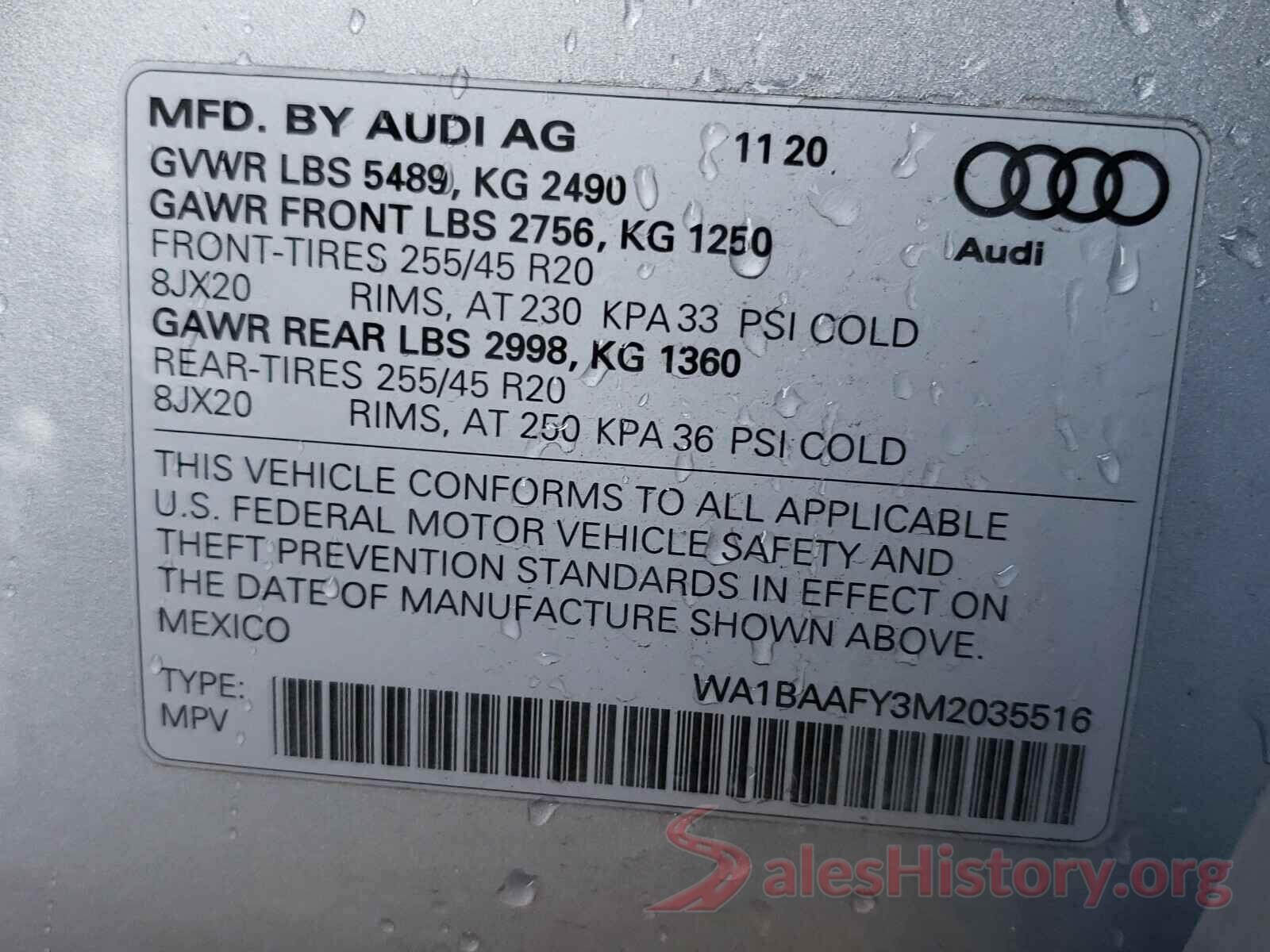 WA1BAAFY3M2035516 2021 AUDI Q5