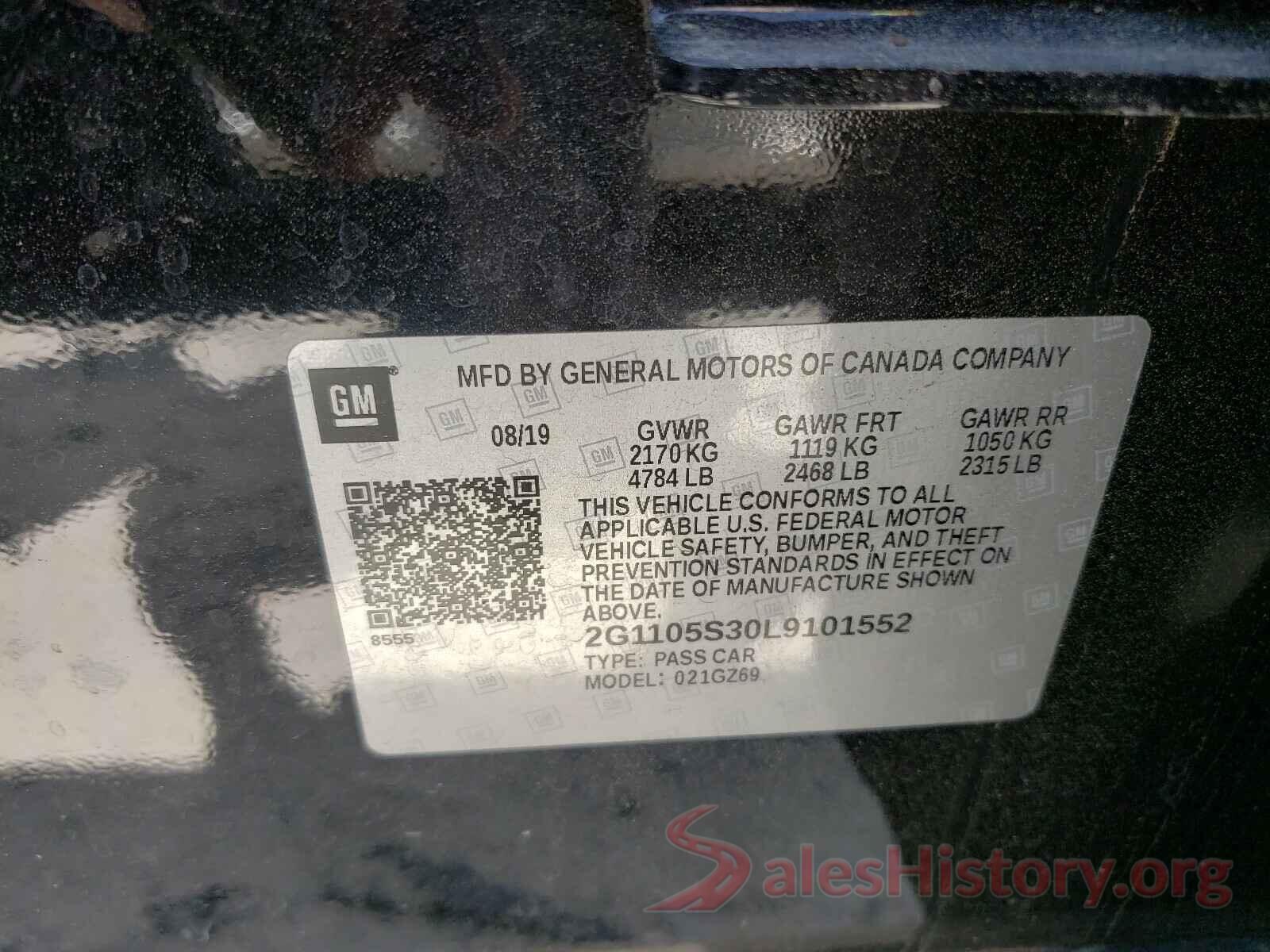 2G1105S30L9101552 2020 CHEVROLET IMPALA