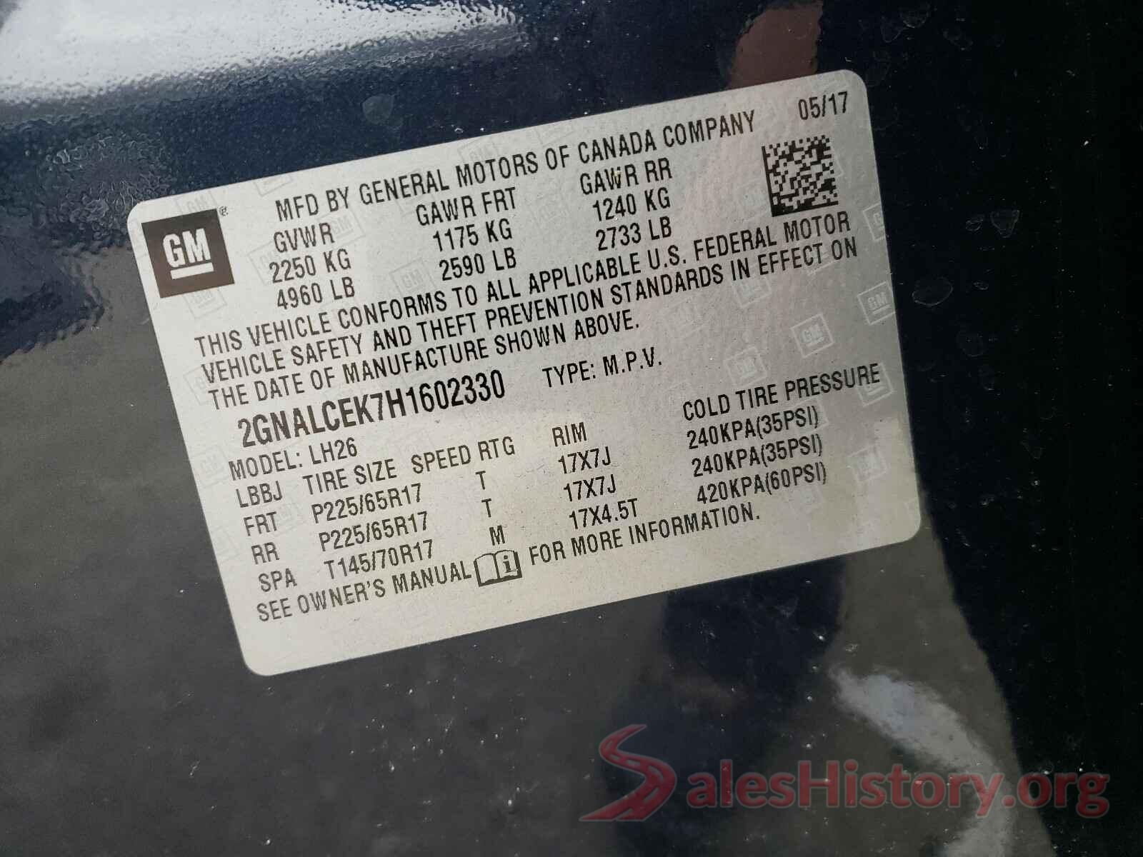 2GNALCEK7H1602330 2017 CHEVROLET EQUINOX