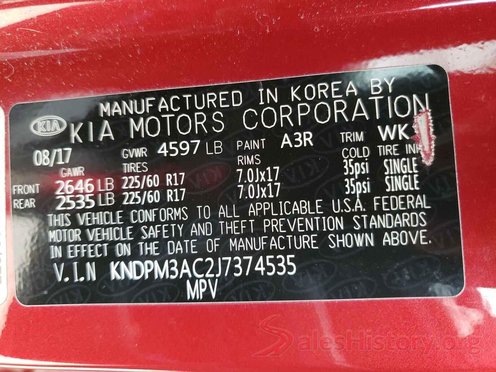 KNDPM3AC2J7374535 2018 KIA SPORTAGE