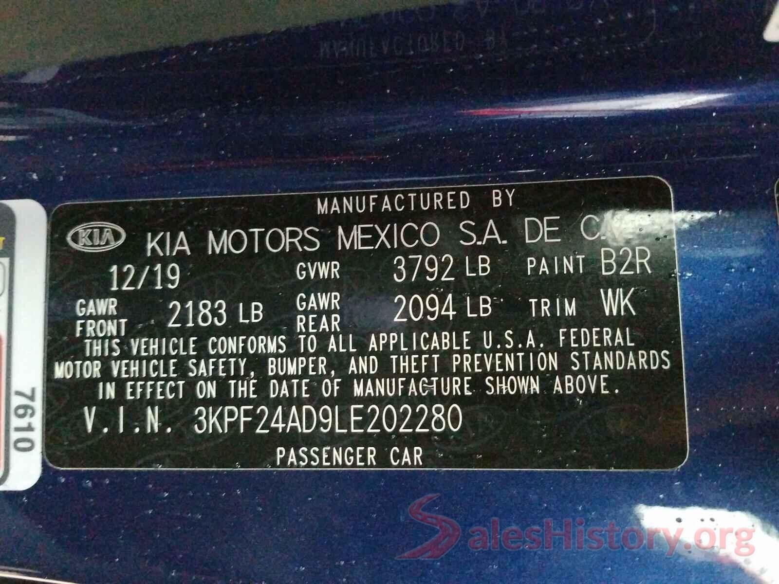 3KPF24AD9LE202280 2020 KIA FORTE