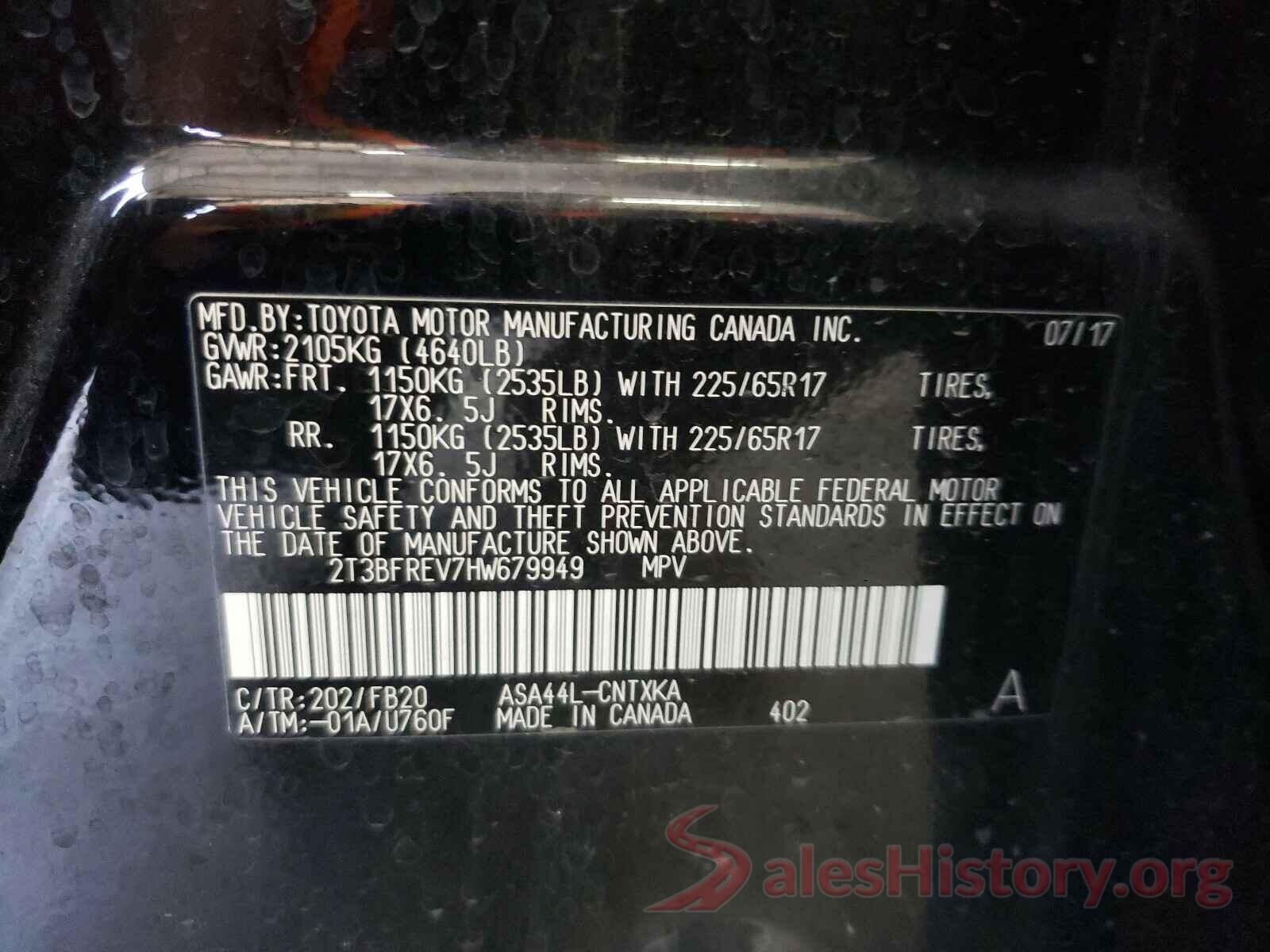 2T3BFREV7HW679949 2017 TOYOTA RAV4